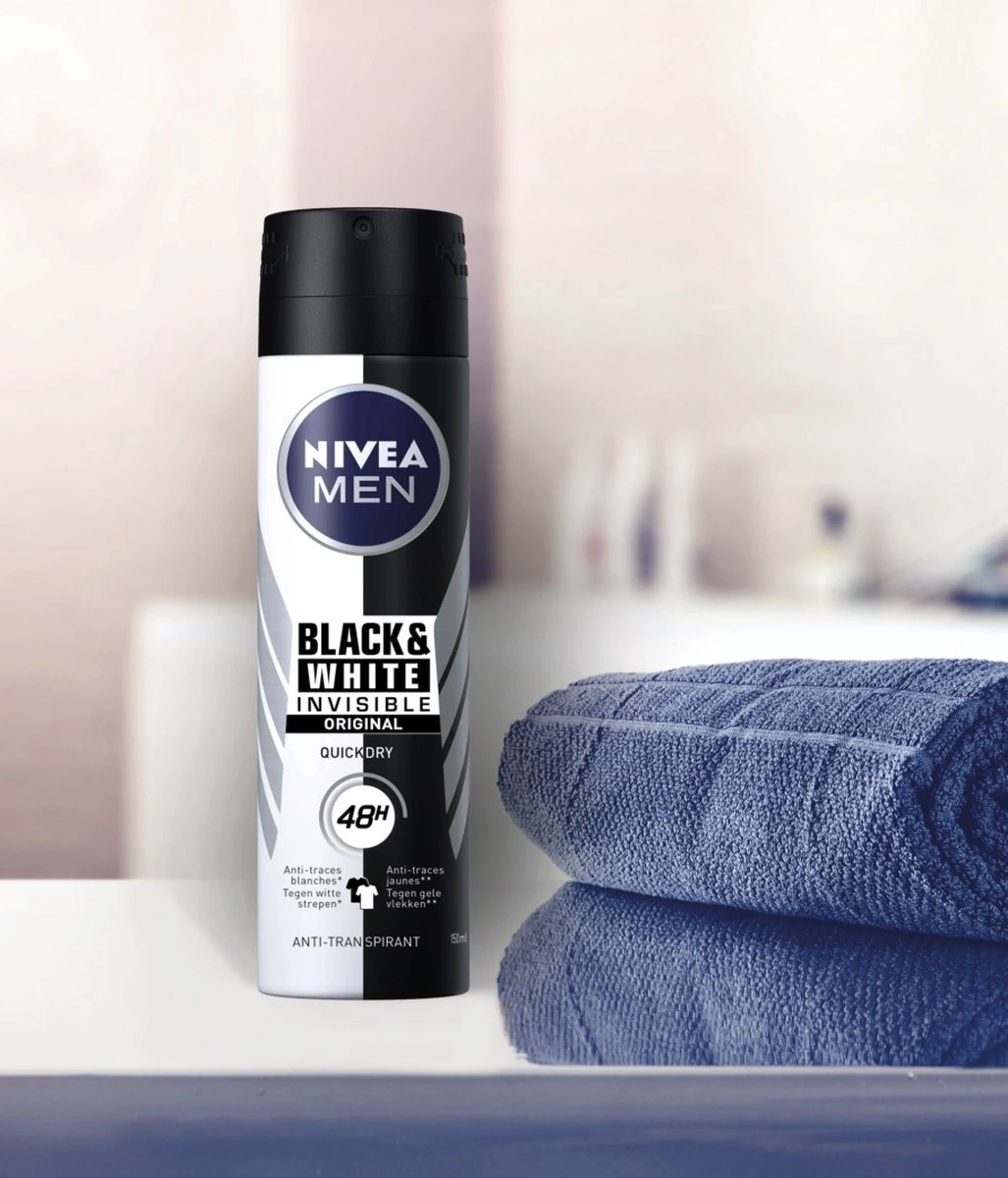 NIVEA MEN Invisible For Black & White Power - 6 X 150 Ml - Voordeelverpakking - Deodorant Spray 4 NIVEA MEN Invisible For Black & White Power - 6 X 150 Ml - Voordeelverpakking - Deodorant Spray - Afbeelding 4