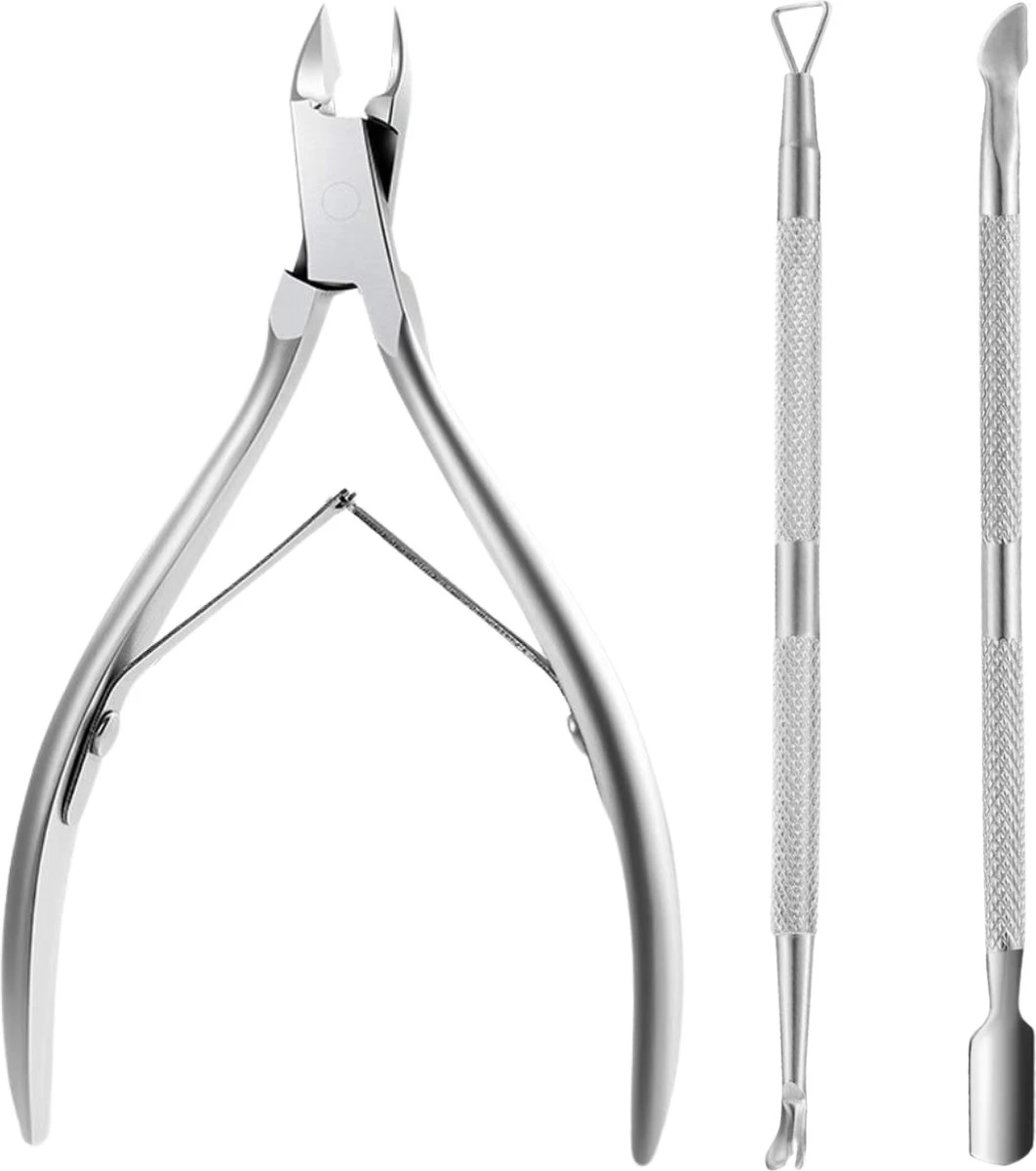 3 Delige Nagelriem Knipper Set - Cuticle Pusher Duwer Verwijderaar Trimmer Mesje - Bokkenpootje Nagels 1 3 Delige Nagelriem Knipper Set - Cuticle Pusher Duwer Verwijderaar Trimmer Mesje - Bokkenpootje Nagels