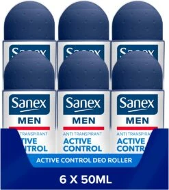 Sanex Men Active Control Deodorant Anti-Transpirant Roller 6 X 50ml - Voordeelverpakking