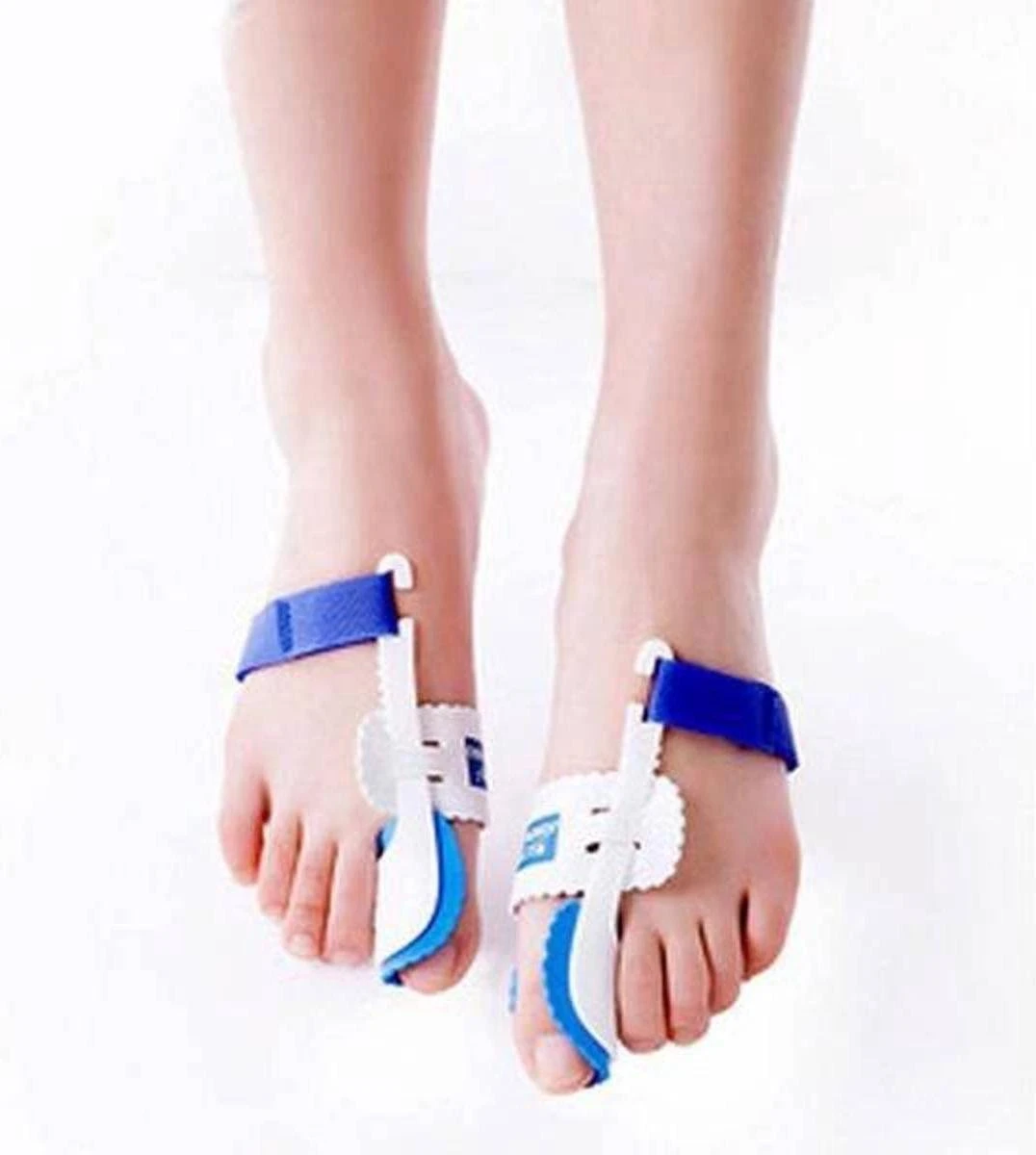 Hallux Valgus Statische Nachtspalk - Rechts + Links - Foot Pijnbestrijding - Teen Separator - Duim Corrector - Blauw / Wit 2 Hallux Valgus Statische Nachtspalk - Rechts + Links - Foot Pijnbestrijding - Teen Separator - Duim Corrector - Blauw / Wit - Afbeelding 2