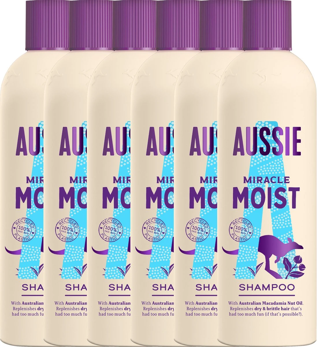 Aussie Miracle Moist Shampoo - Hydraterende Shampoo - Herstelt Droog En Beschadigd Haar - 6 X 300 Ml 1 Aussie Miracle Moist Shampoo - Hydraterende Shampoo - Herstelt Droog En Beschadigd Haar - 6 X 300 Ml