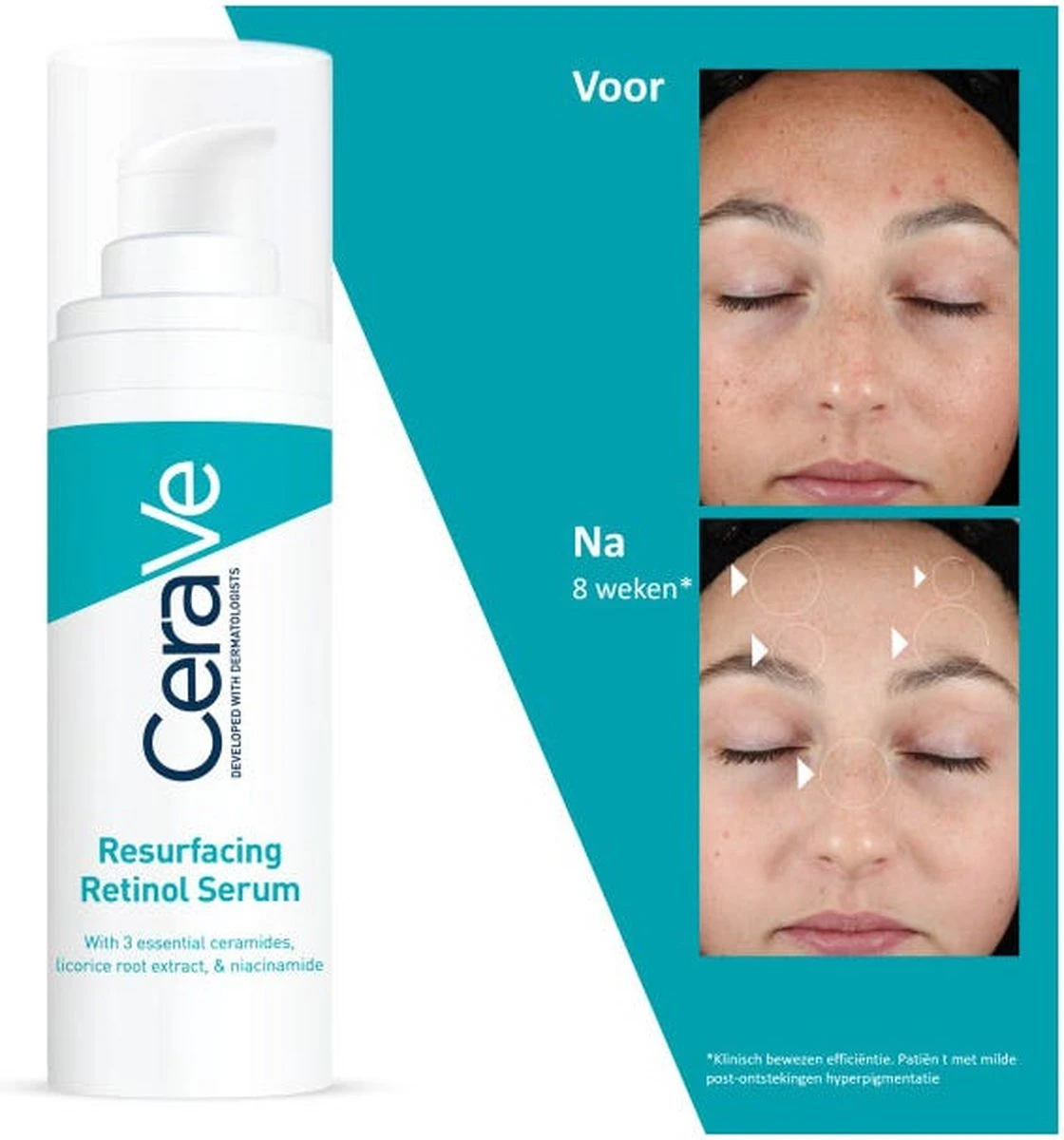 CeraVe Resurfacing Retinol Serum - 30ml - Voor Onzuivere Huid Met Neiging Tot Acne 4 CeraVe Resurfacing Retinol Serum - 30ml - Voor Onzuivere Huid Met Neiging Tot Acne - Afbeelding 4