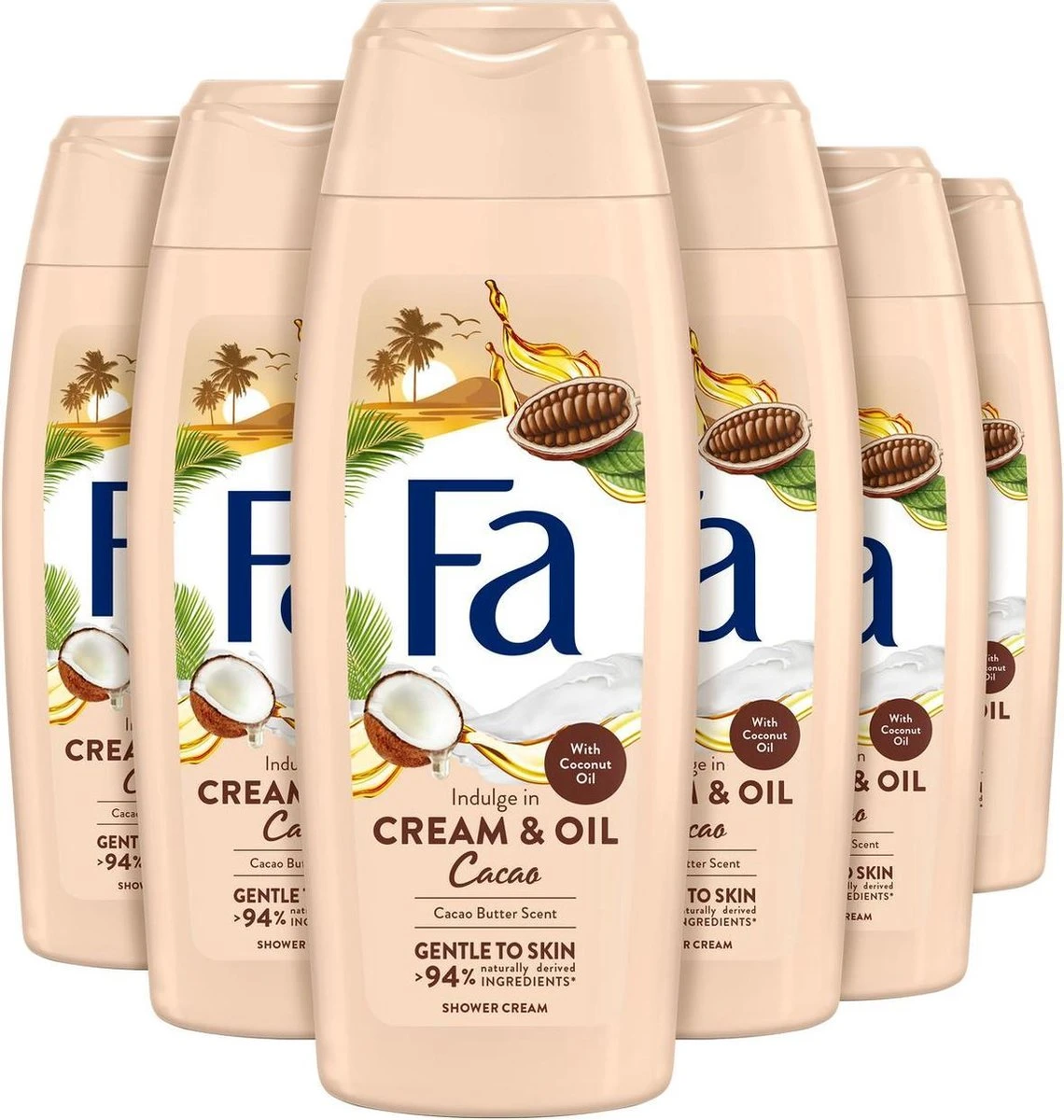 Fa Cream&Oil Cacaobutter & Coco Oil Douchegel 6 X 250ml - Grootverpakking 1 Fa Cream&Oil Cacaobutter & Coco Oil Douchegel 6 X 250ml - Grootverpakking