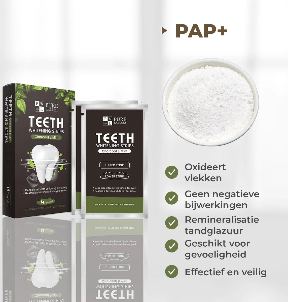 De Tanden Bleker - Pure Luxure - Professionele Tandenbleek Strips - 28 Strips - Teeth Whitening Strips - Wittere Tanden - Zonder Peroxide - Tanden Bleken 3 De Tanden Bleker - Pure Luxure - Professionele Tandenbleek Strips - 28 Strips - Teeth Whitening Strips - Wittere Tanden - Zonder Peroxide - Tanden Bleken - Afbeelding 3