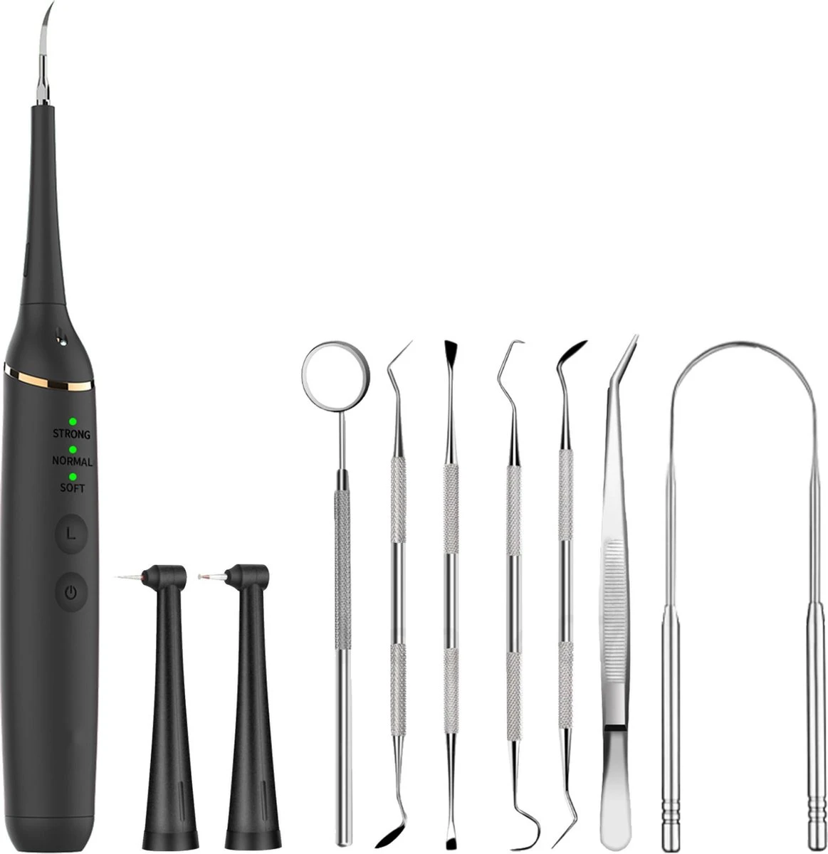 ExCorn Elektrische Tandsteen Verwijderaar - Inclusief 6-delig Tandartsset - 3 Standen - Elektrisch Tandplak Verwijderen - Tanden Polijsten 1 ExCorn Elektrische Tandsteen Verwijderaar - Inclusief 6-delig Tandartsset - 3 Standen - Elektrisch Tandplak Verwijderen - Tanden Polijsten