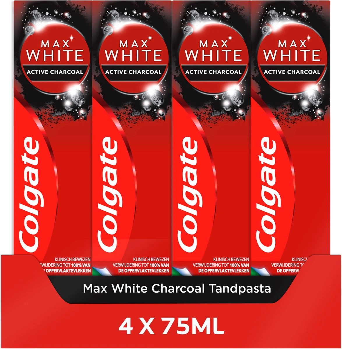 Colgate® Colgate Max White Charcoal Whitening Tandpasta - 4 X 75 Ml - Voordeelverpakking 1 Colgate® Colgate Max White Charcoal Whitening Tandpasta - 4 X 75 Ml - Voordeelverpakking