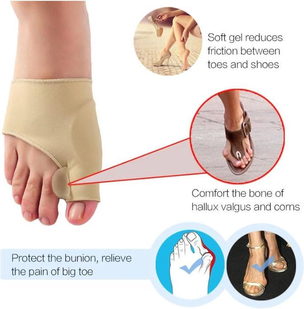 Merkloos Hallux Valgus Teen Spreider/Corrector Knobbel Teen Corrector |bunion | Eeltknobbel | Teen Rechtzetten | Comfortabel 2 Merkloos Hallux Valgus Teen Spreider/Corrector Knobbel Teen Corrector |bunion | Eeltknobbel | Teen Rechtzetten | Comfortabel - Afbeelding 2