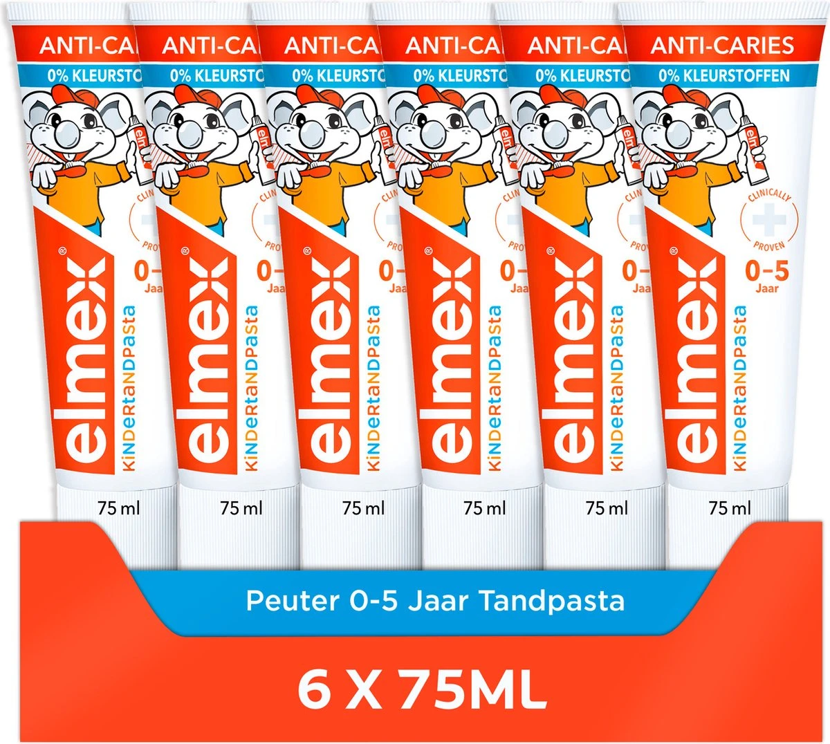 Elmex Peuter (0 Tot 5 Jaar) Kindertandpasta 6 X 75ml - Voordeelverpakking 1 Elmex Peuter (0 Tot 5 Jaar) Kindertandpasta 6 X 75ml - Voordeelverpakking