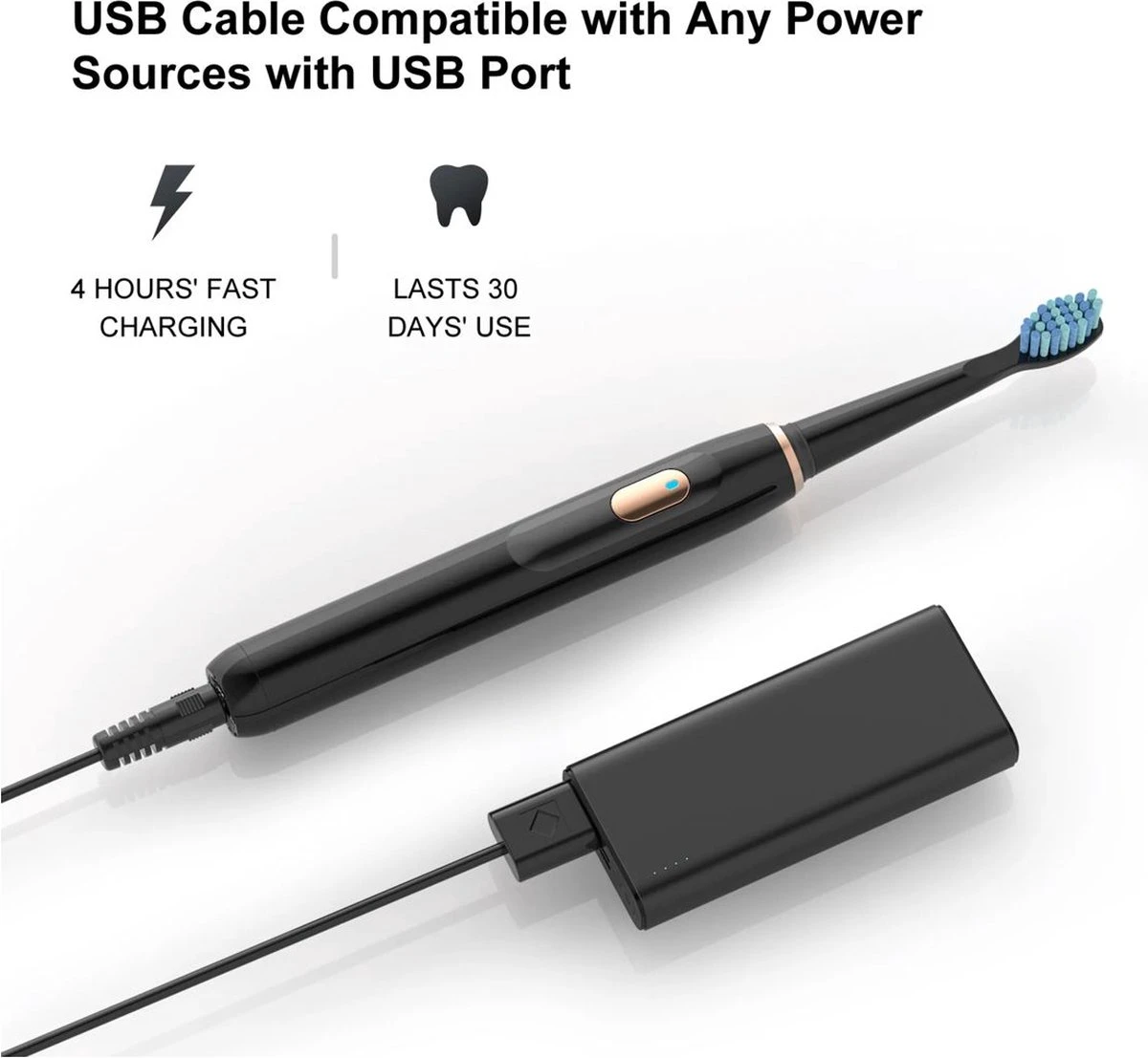 Fairywill D1 Elektrische Tandenborstel Set Met 2x Borstelopzetstuk 6 Fairywill D1 Elektrische Tandenborstel Set Met 2x Borstelopzetstuk - Afbeelding 6