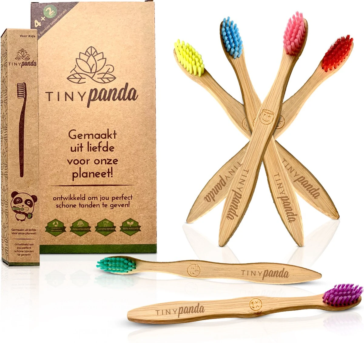4+2 Bamboe Tandenborstel Voor Kinderen - Emoji - Bamboo Kids Toothbrush - Zero Waste - Vegan 1 4+2 Bamboe Tandenborstel Voor Kinderen - Emoji - Bamboo Kids Toothbrush - Zero Waste - Vegan