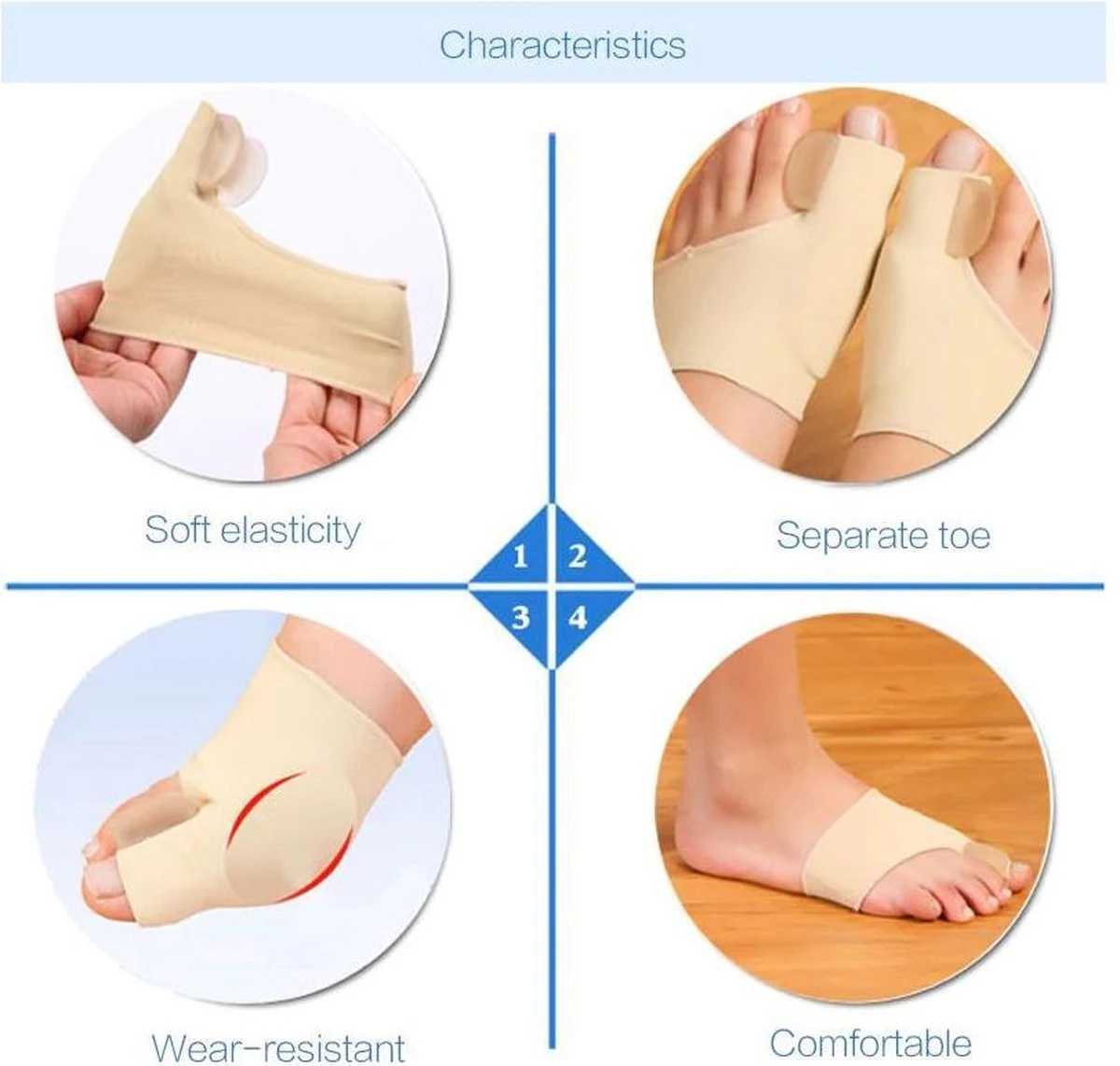 Hallux Valgus - Teenspreider - Teencorrector - Hallux Valgus Grote Teencorrector - Sok 2 Stuks 6 Hallux Valgus - Teenspreider - Teencorrector - Hallux Valgus Grote Teencorrector - Sok 2 Stuks - Afbeelding 6