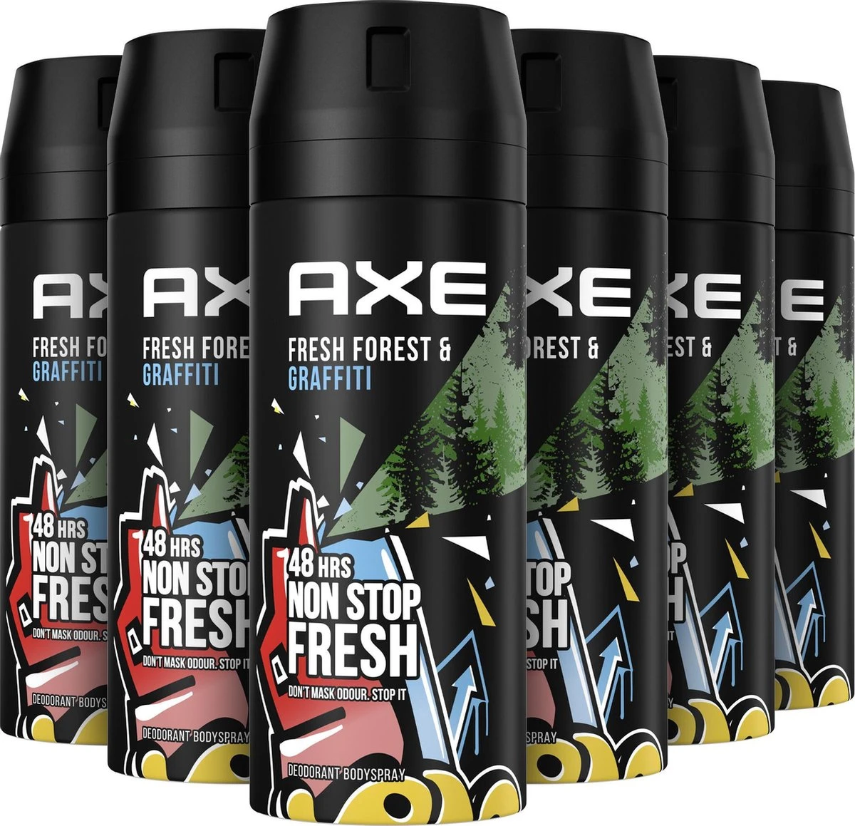 Axe Fresh Forest & Graffiti Bodyspray Deodorant - 6 X 150 Ml - Voordeelverpakking 2 Axe Fresh Forest & Graffiti Bodyspray Deodorant - 6 X 150 Ml - Voordeelverpakking - Afbeelding 2