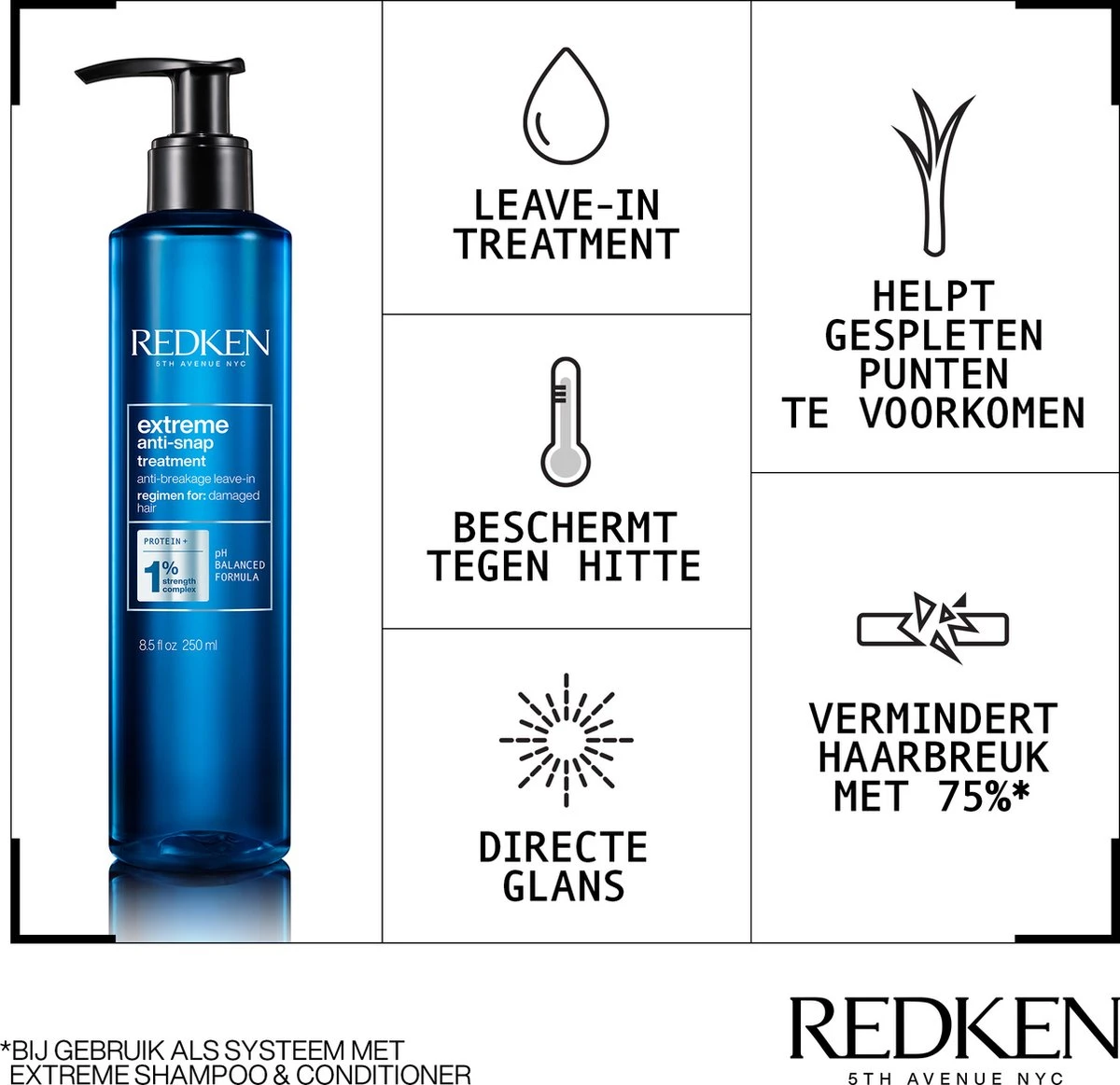 Redken Extreme Anti-Snap – Anti-haarbreuk Leave-in Behandeling – 250 Ml 2 Redken Extreme Anti-Snap – Anti-haarbreuk Leave-in Behandeling – 250 Ml - Afbeelding 2