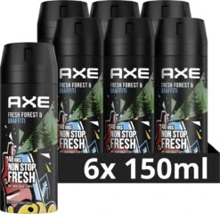 Axe Fresh Forest & Graffiti Bodyspray Deodorant - 6 X 150 Ml - Voordeelverpakking