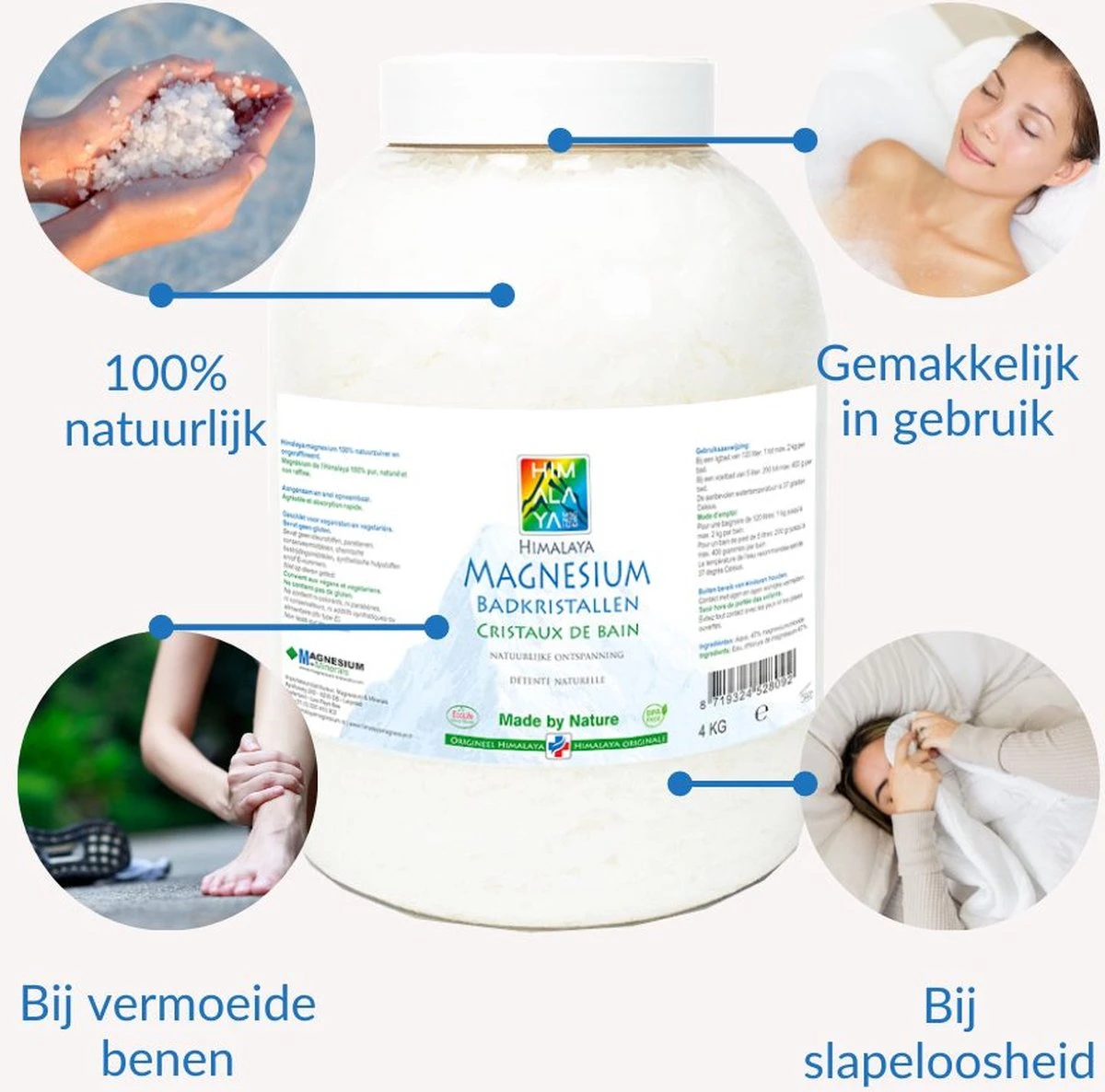 Magnesium Badkristallen-Vlokken-Flakes Van Himalaya Magnesium| 2,5 Kg - Food Kwaliteit | Magnesium Voetbadzout 2 Magnesium Badkristallen-Vlokken-Flakes Van Himalaya Magnesium| 2,5 Kg - Food Kwaliteit | Magnesium Voetbadzout - Afbeelding 2