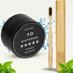 Zewi Whitening Poeder Met Bamboe Tandenborstel Teethpowder Charcoal Tandenbleker Whitening Strips Tanden Witten Tandbleek Poeder Tanden Bleken Houtskool Tanden Bleker Teeth Kit