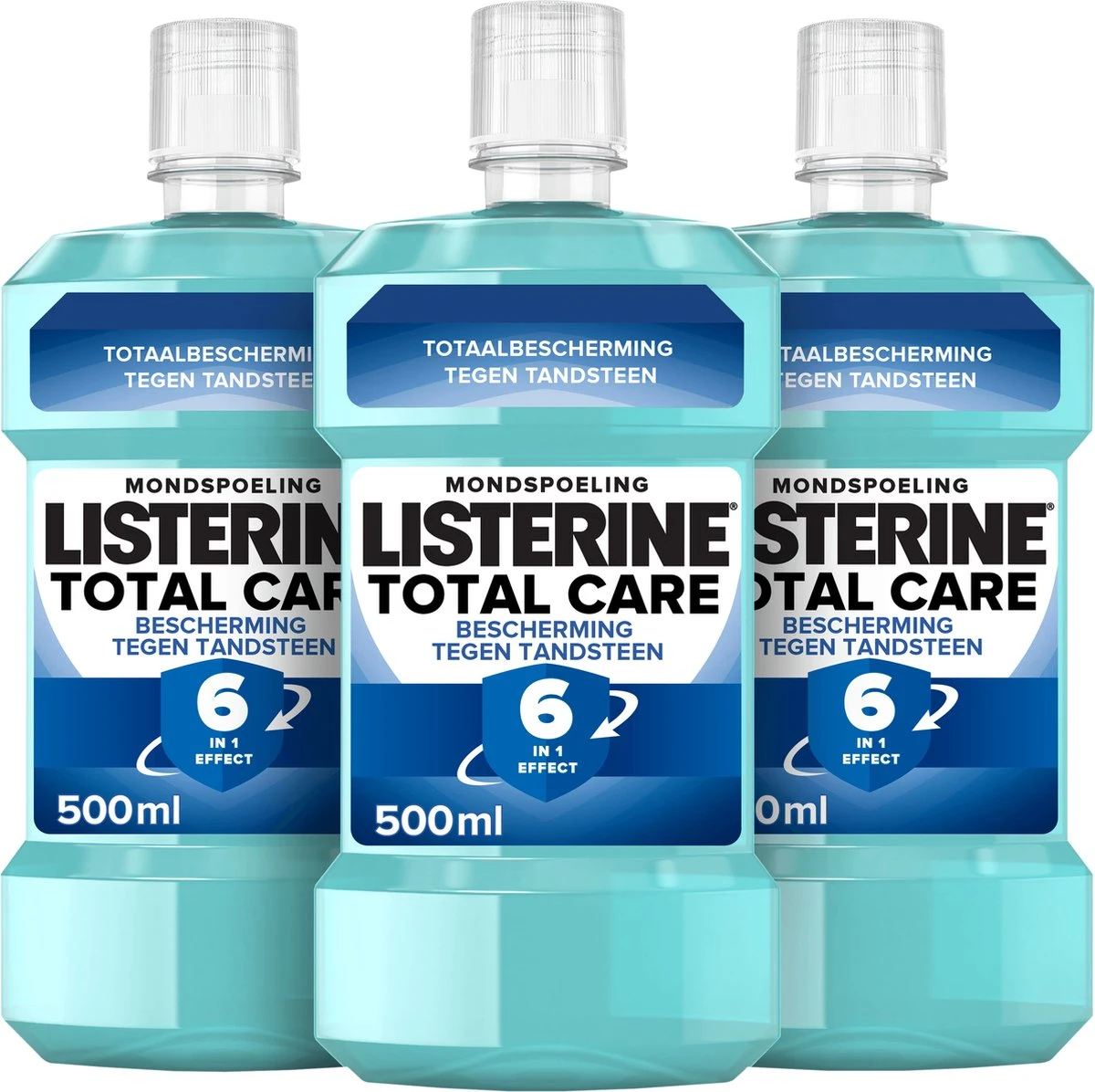 LISTERINE Total Care Bescherming Tegen Tandsteen: Mondspoeling Voor Complete Bescherming Tegen De Opbouw Van Tandsteen Met 6-in-1 Effect - Met Essentiële Oliën, Fluoride En Zinkformule, 3 X 500 Ml 2 LISTERINE Total Care Bescherming Tegen Tandsteen: Mondspoeling Voor Complete Bescherming Tegen De Opbouw Van Tandsteen Met 6-in-1 Effect - Met Essentiële Oliën, Fluoride En Zinkformule, 3 X 500 Ml - Afbeelding 2