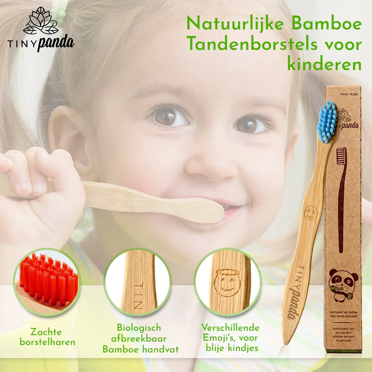 4+2 Bamboe Tandenborstel Voor Kinderen - Emoji - Bamboo Kids Toothbrush - Zero Waste - Vegan 3 4+2 Bamboe Tandenborstel Voor Kinderen - Emoji - Bamboo Kids Toothbrush - Zero Waste - Vegan - Afbeelding 3
