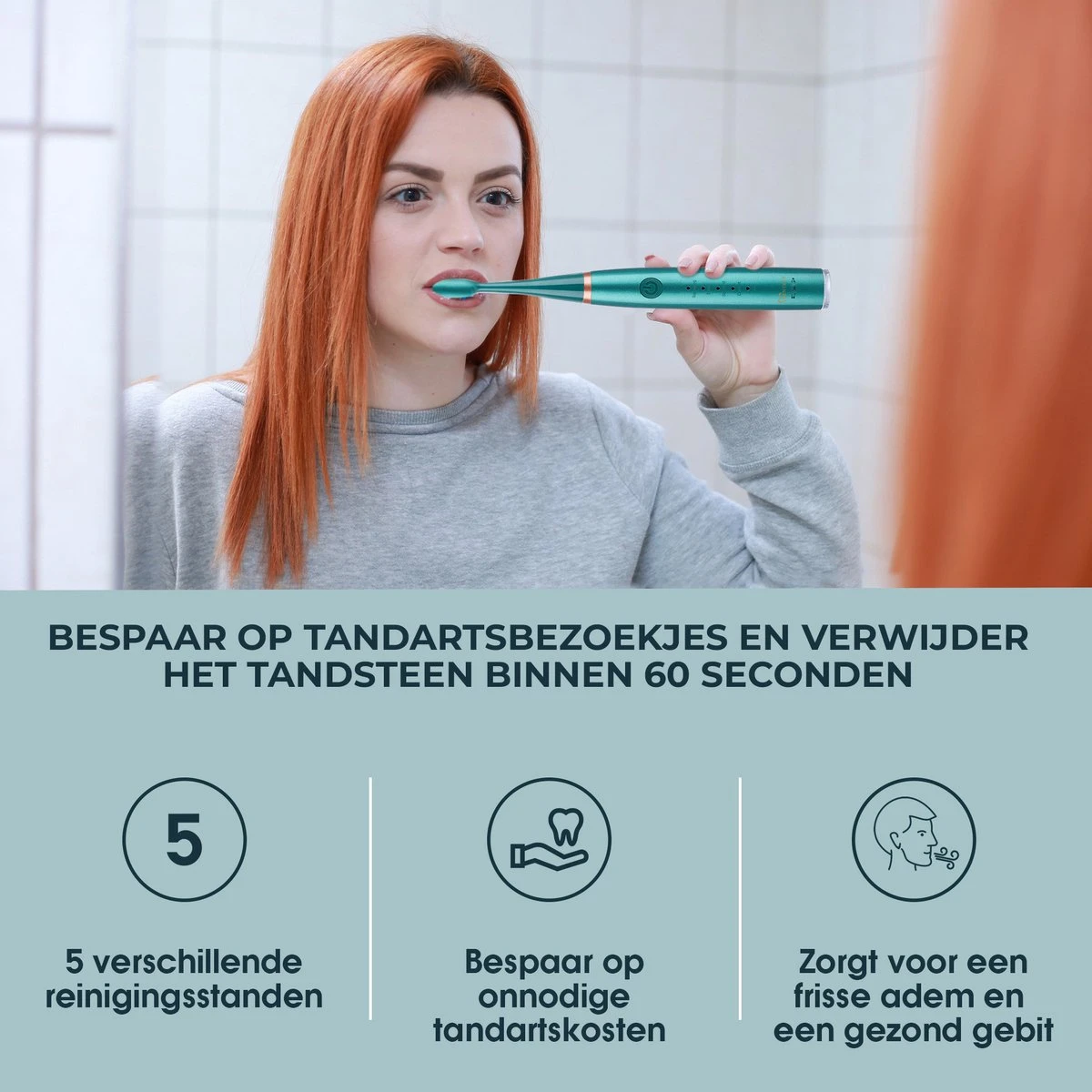 Merkloos Tandsteen Verwijderaar Elektrisch Dentect – Tandenborstel Opzetstukken - Tandarts Spiegel - 5 Standen - Groen 7 Merkloos Tandsteen Verwijderaar Elektrisch Dentect – Tandenborstel Opzetstukken - Tandarts Spiegel - 5 Standen - Groen - Afbeelding 7