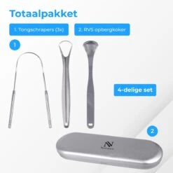 Nuvance - Professionele Tongschraper - 3 In 1 Set - Voor Mondverzorging - Tongreiniger - Tong Schraper - Tongue Scraper - RVS -Verzorgingsproducten 1200x1200 1278