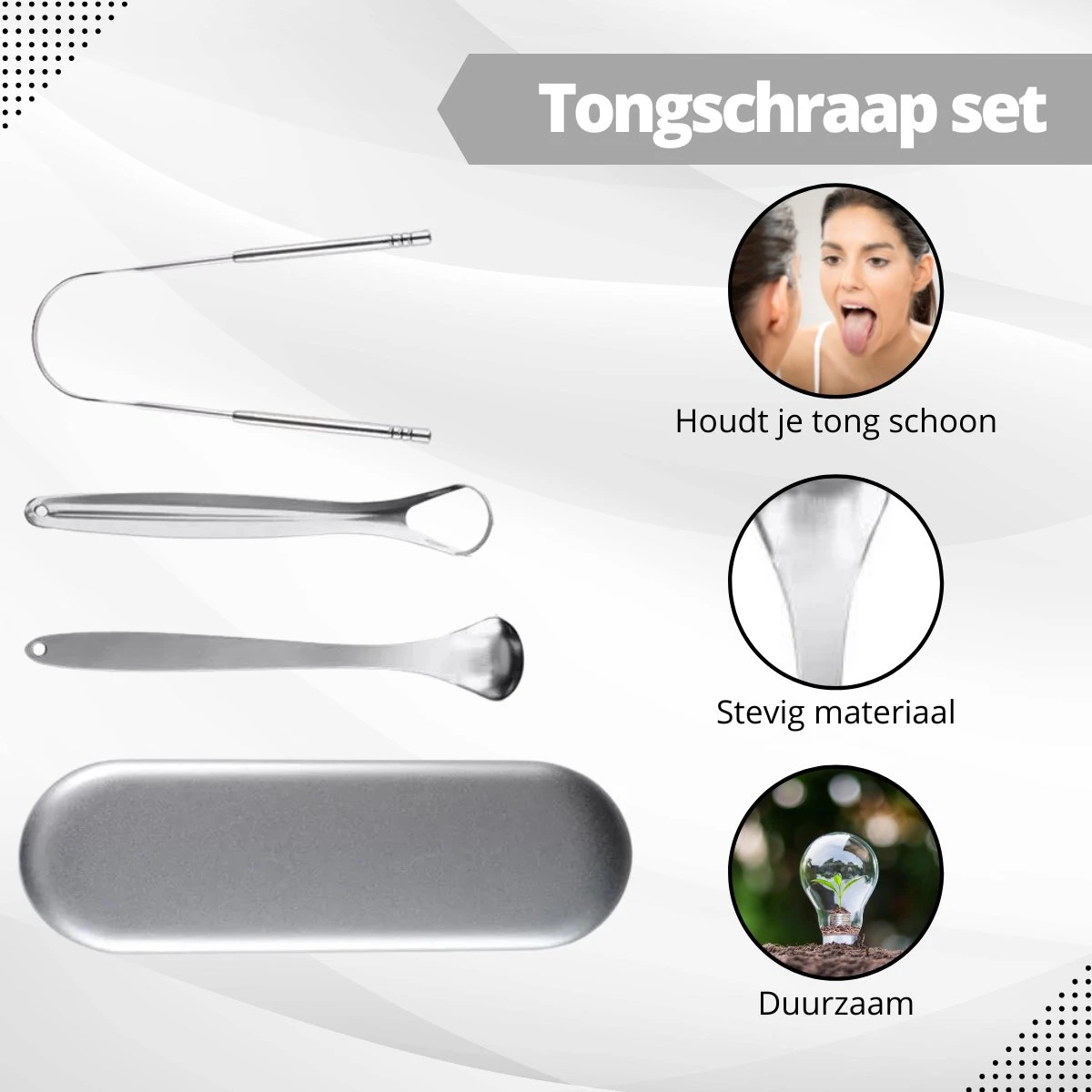 AdroitGoods RVS Tongschraper Set Voor Mondverzorging - 4 Stuks - Tongreiniger/Tongborstel & Tong Schraper 2 AdroitGoods RVS Tongschraper Set Voor Mondverzorging - 4 Stuks - Tongreiniger/Tongborstel & Tong Schraper - Afbeelding 2