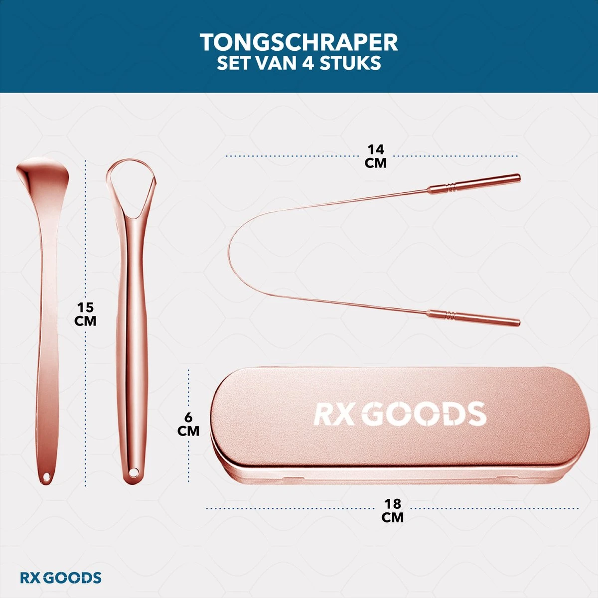 RX Goods Rosé Gouden Tongschraper Voor Mondverzorging – 4 Stuks – Duurzaam & Herbruikbaar 8 RX Goods Rosé Gouden Tongschraper Voor Mondverzorging – 4 Stuks – Duurzaam & Herbruikbaar - Afbeelding 8