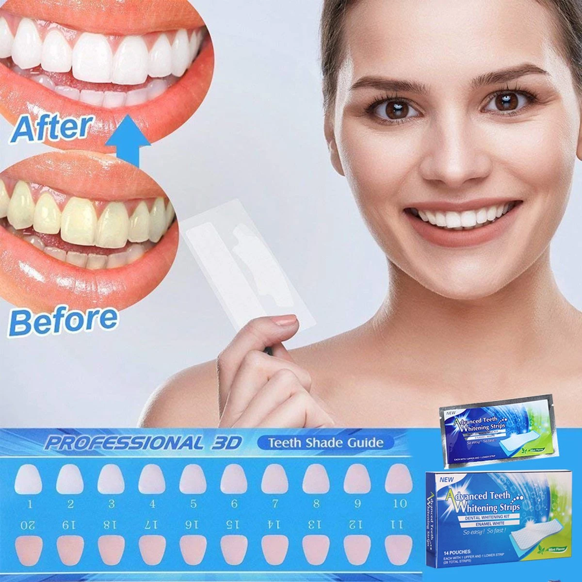 Merkloos Tanden Bleken - Witte Tanden - 5D White Teeth Whitening Strips - Teeth Whitening Strips - 28x Tandenbleek Strips - Zonder Peroxide (0%) 3 Merkloos Tanden Bleken - Witte Tanden - 5D White Teeth Whitening Strips - Teeth Whitening Strips - 28x Tandenbleek Strips - Zonder Peroxide (0%) - Afbeelding 3