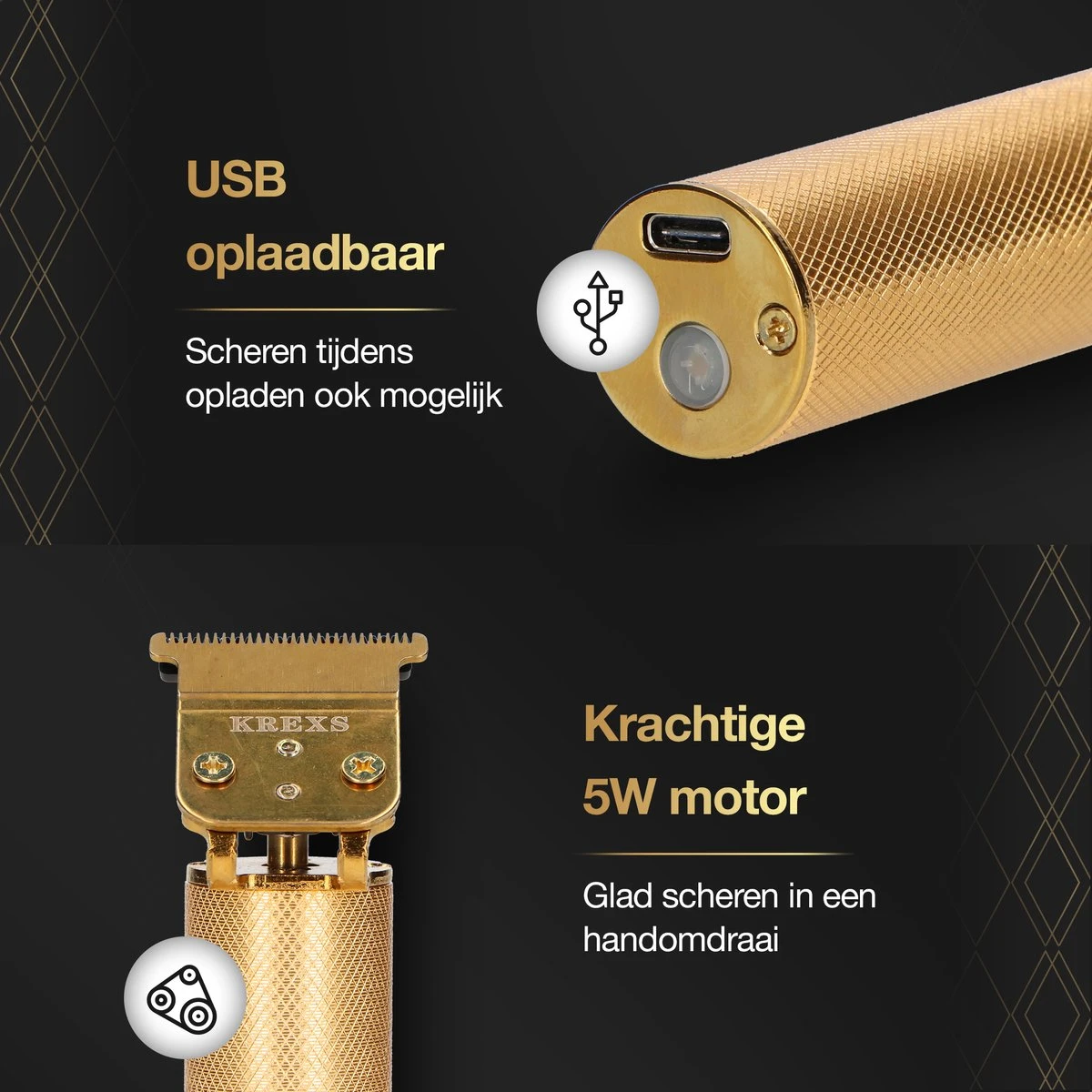 Krexs Gouden Baardtrimmer - Tondeuse - Trimmer - Scheerapparaat - Mannen – Baard 6 Krexs Gouden Baardtrimmer - Tondeuse - Trimmer - Scheerapparaat - Mannen – Baard - Afbeelding 6