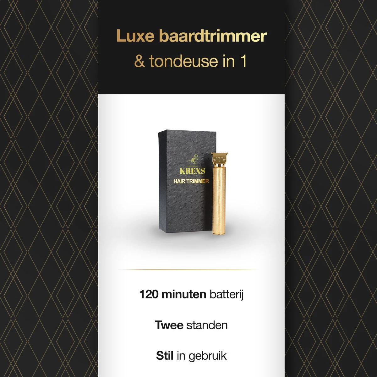 Krexs Gouden Baardtrimmer - Tondeuse - Trimmer - Scheerapparaat - Mannen – Baard 7 Krexs Gouden Baardtrimmer - Tondeuse - Trimmer - Scheerapparaat - Mannen – Baard - Afbeelding 7