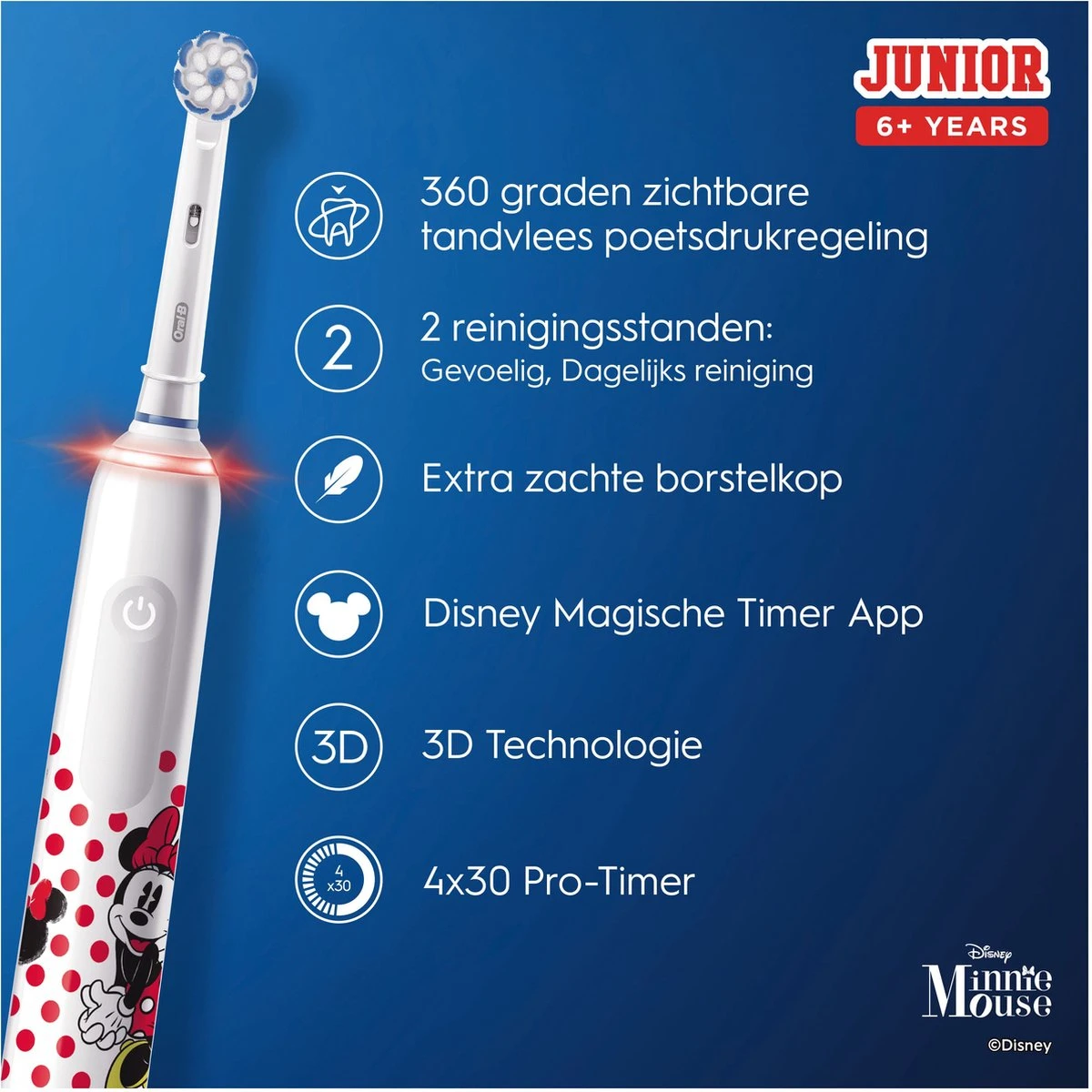 Oral B Oral-B Junior Elektrische Tandenborstel - Minnie 5 Oral B Oral-B Junior Elektrische Tandenborstel - Minnie - Afbeelding 5
