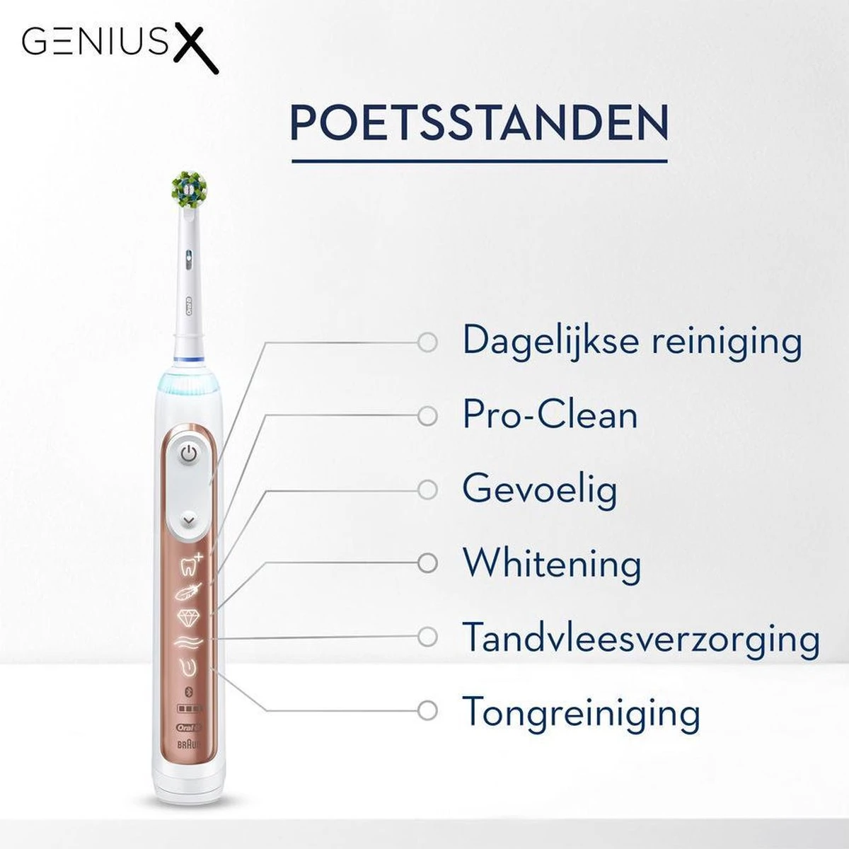 Oral B Oral-B Genius X Elektrische Tandenborstel Rosegold 2 Oral B Oral-B Genius X Elektrische Tandenborstel Rosegold - Afbeelding 2