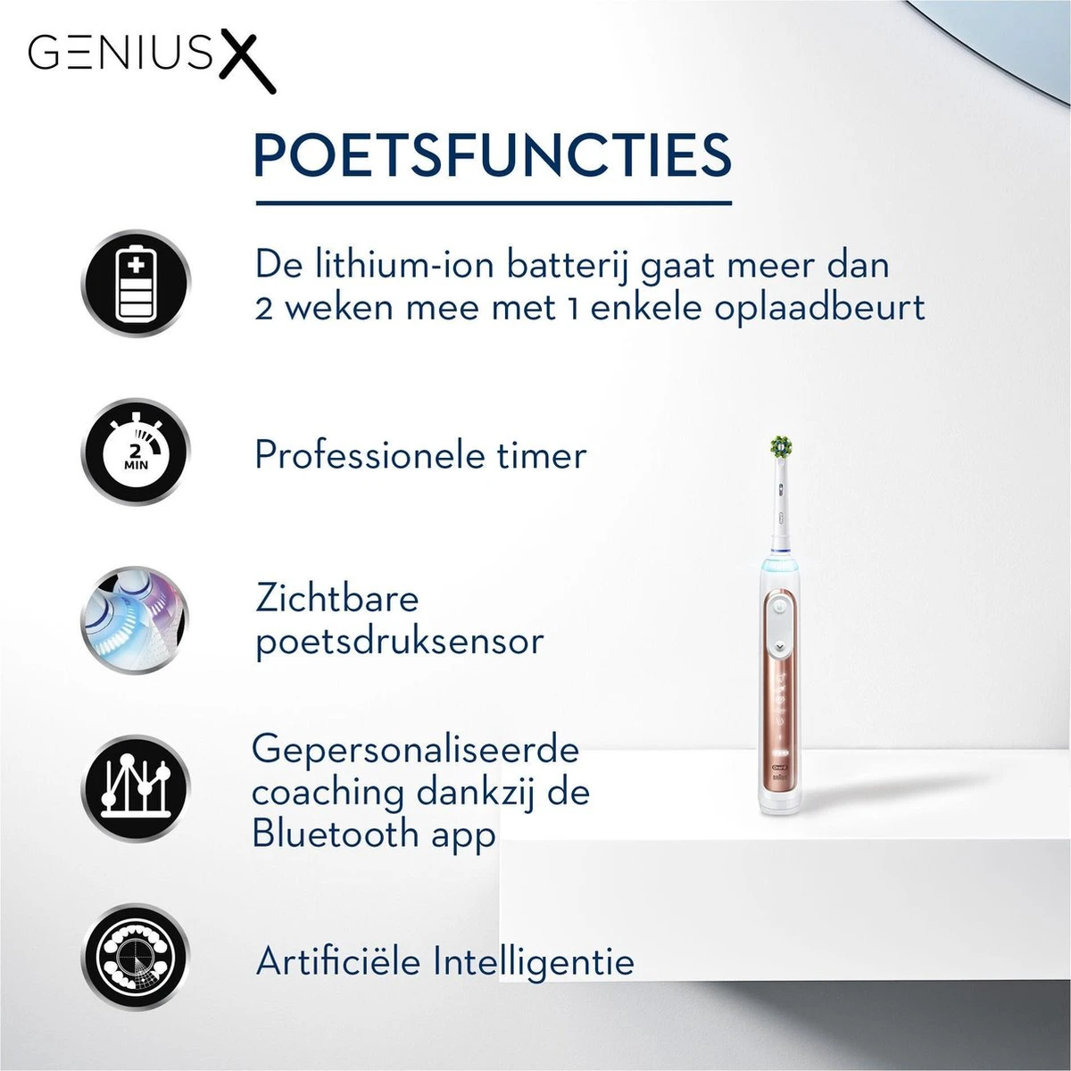 Oral B Oral-B Genius X Elektrische Tandenborstel Rosegold 6 Oral B Oral-B Genius X Elektrische Tandenborstel Rosegold - Afbeelding 6