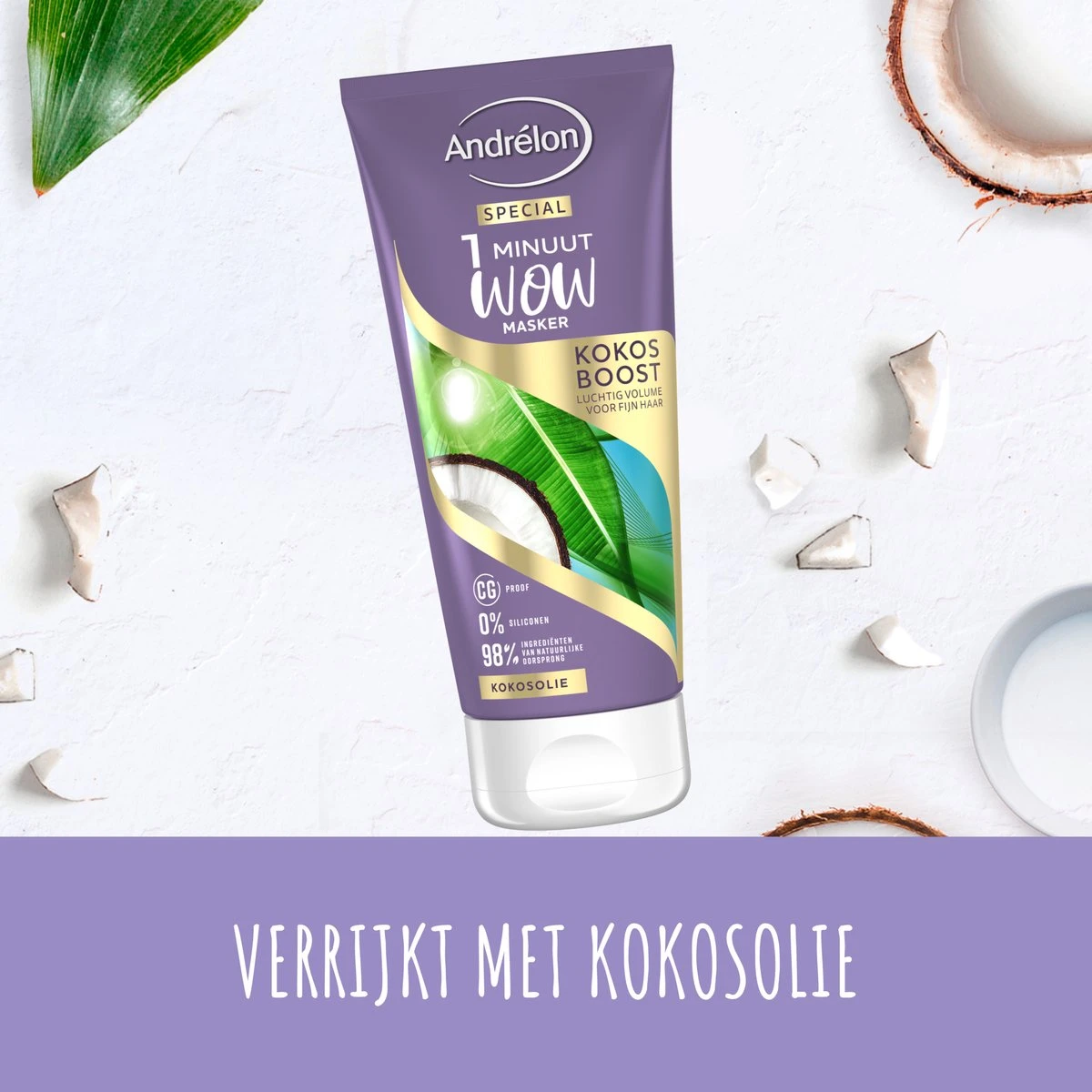 Andrélon Kokos Boost Haarmasker - 1 Minuut WOW Masker - 6 X 180 Ml – Voordeelverpakking 5 Andrélon Kokos Boost Haarmasker - 1 Minuut WOW Masker - 6 X 180 Ml – Voordeelverpakking - Afbeelding 5