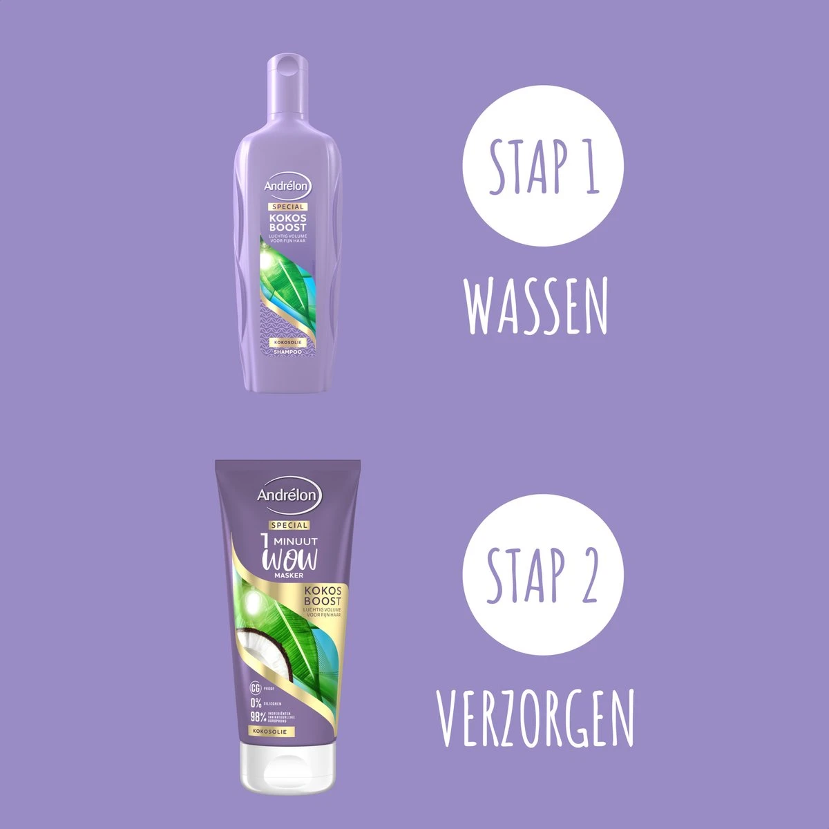 Andrélon Kokos Boost Haarmasker - 1 Minuut WOW Masker - 6 X 180 Ml – Voordeelverpakking 11 Andrélon Kokos Boost Haarmasker - 1 Minuut WOW Masker - 6 X 180 Ml – Voordeelverpakking - Afbeelding 11