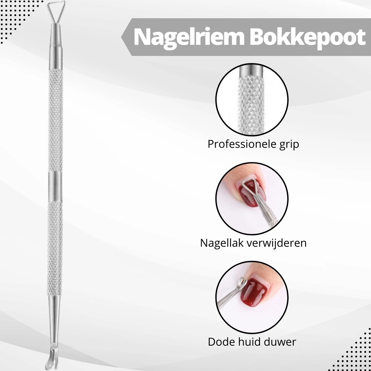 3 Delige Nagelriem Knipper Set - Cuticle Pusher Duwer Verwijderaar Trimmer Mesje - Bokkenpootje Nagels 4 3 Delige Nagelriem Knipper Set - Cuticle Pusher Duwer Verwijderaar Trimmer Mesje - Bokkenpootje Nagels - Afbeelding 4