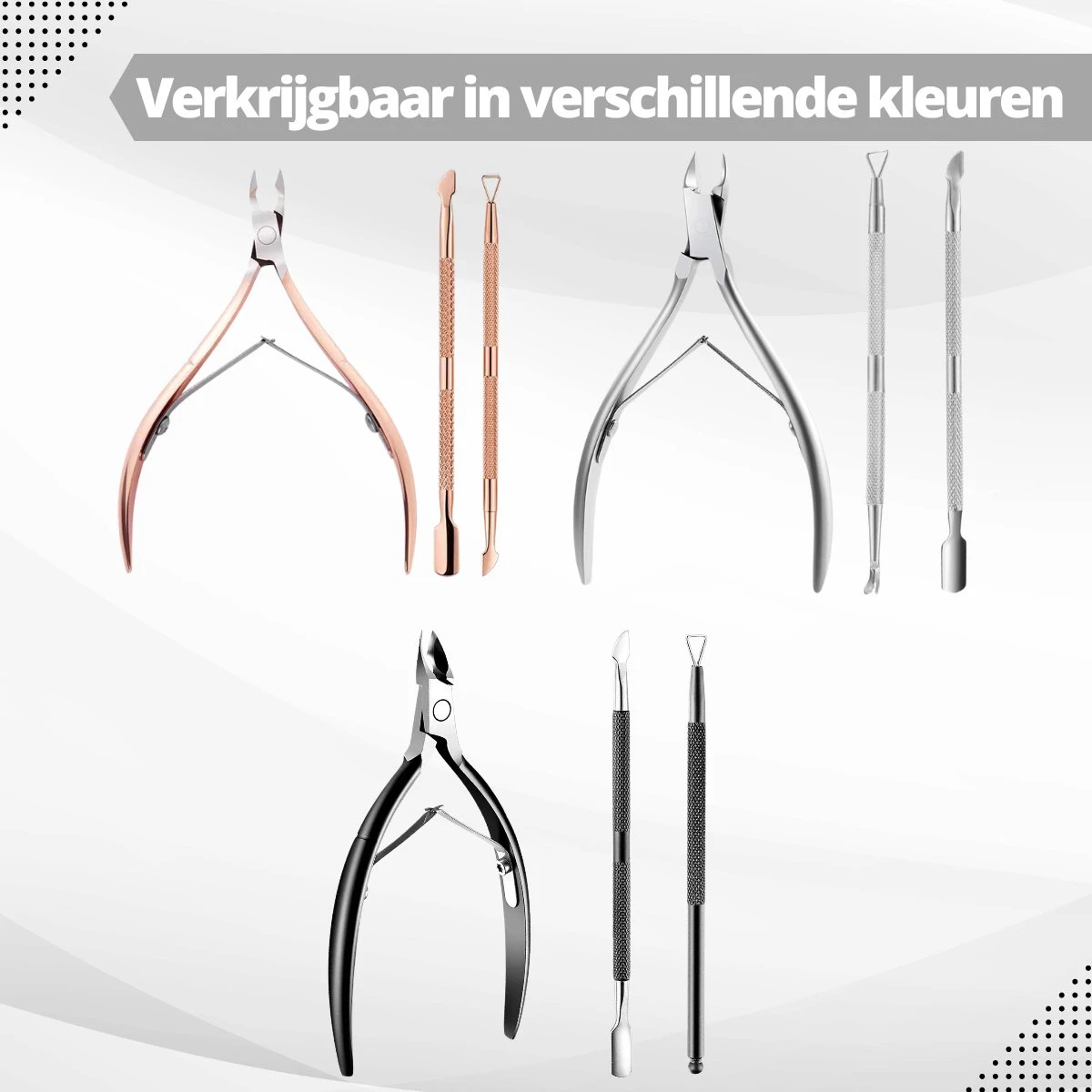 3 Delige Nagelriem Knipper Set - Cuticle Pusher Duwer Verwijderaar Trimmer Mesje - Bokkenpootje Nagels 9 3 Delige Nagelriem Knipper Set - Cuticle Pusher Duwer Verwijderaar Trimmer Mesje - Bokkenpootje Nagels - Afbeelding 9