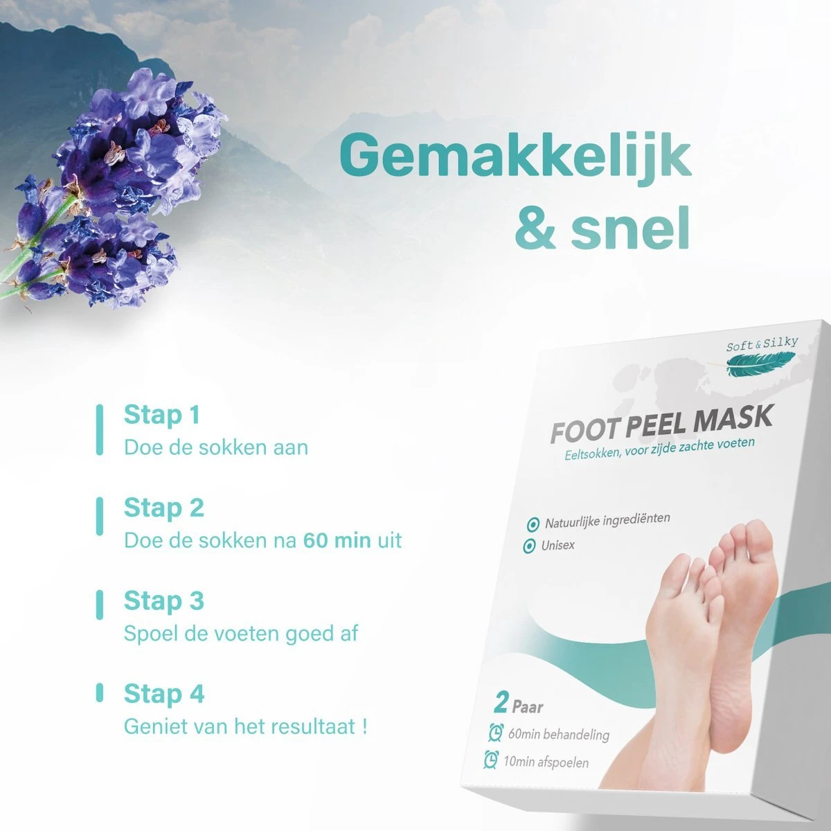 Soft & Silky - Eeltsokken - 2 Pack - Voetmasker - Foot Peel Mask - Eelt Verwijderaar - Voetvijl - Eeltverwijderaar - Eeltvijl - Eeltrasp 4 Soft & Silky - Eeltsokken - 2 Pack - Voetmasker - Foot Peel Mask - Eelt Verwijderaar - Voetvijl - Eeltverwijderaar - Eeltvijl - Eeltrasp - Afbeelding 4