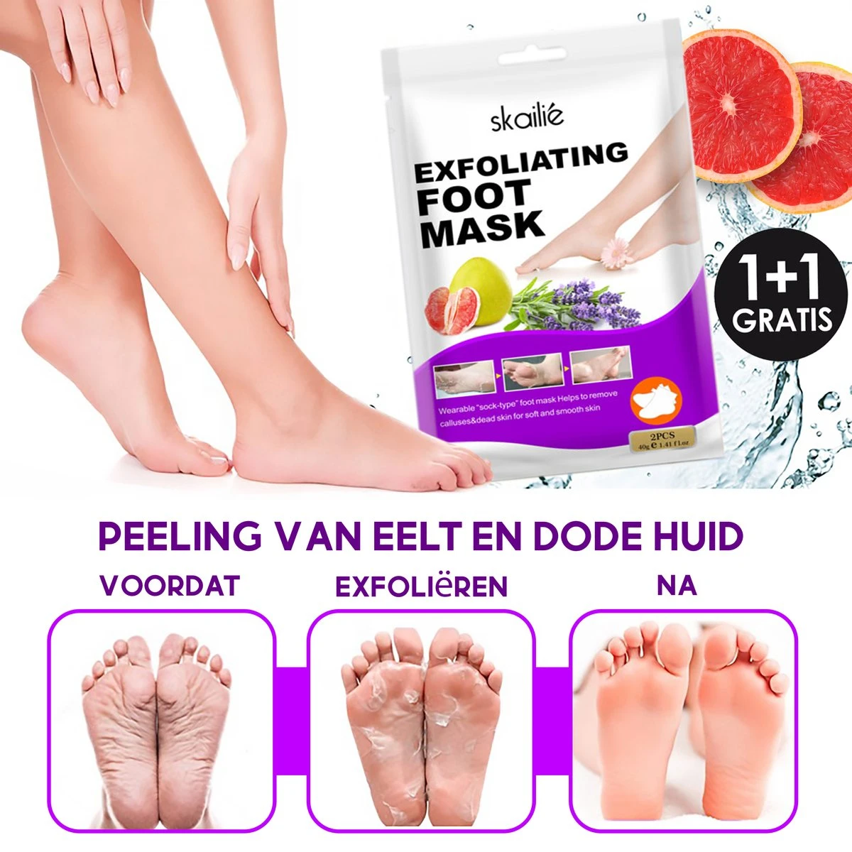 1+1 Gratis - Eeltverwijderaars - Voetmasker - Eeltsokken Peeling Sokken - Eeltverwijderaars - Voetmasker 1 1+1 Gratis - Eeltverwijderaars - Voetmasker - Eeltsokken Peeling Sokken - Eeltverwijderaars - Voetmasker
