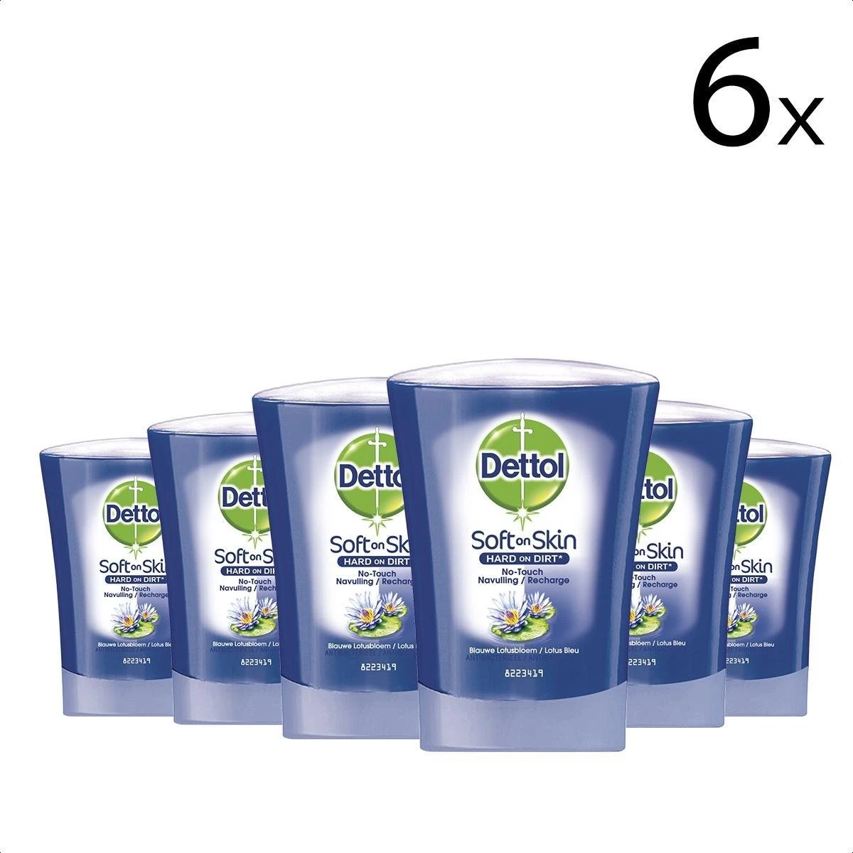 Dettol - Handzeep - No Touch Navulling - Blauwe Lotus - 250ml X6 1 Dettol - Handzeep - No Touch Navulling - Blauwe Lotus - 250ml X6