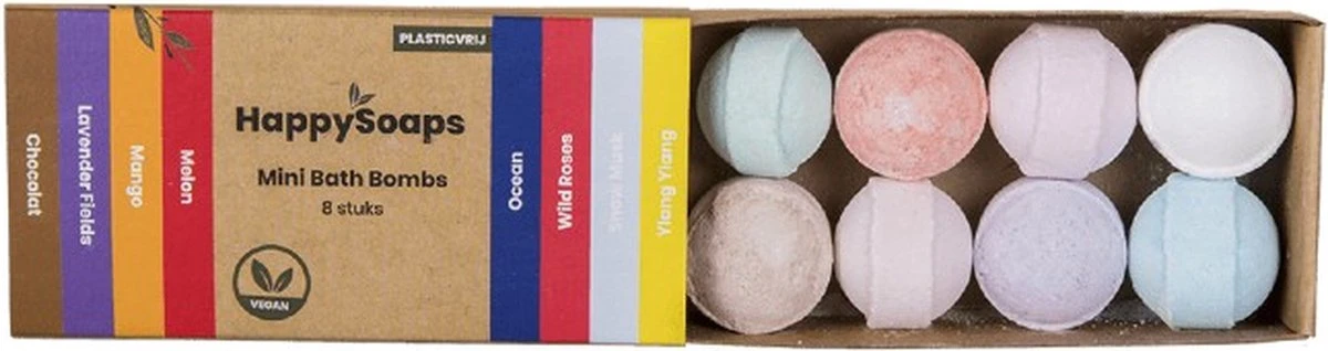 HappySoaps Mini Bath Bombs - Herbal Sweets - 8 Bruisballen In Verschillende Kruidig Zoete Geuren - 100% Plasticvrij, Vegan & Natuurlijk 8 HappySoaps Mini Bath Bombs - Herbal Sweets - 8 Bruisballen In Verschillende Kruidig Zoete Geuren - 100% Plasticvrij, Vegan & Natuurlijk - Afbeelding 8