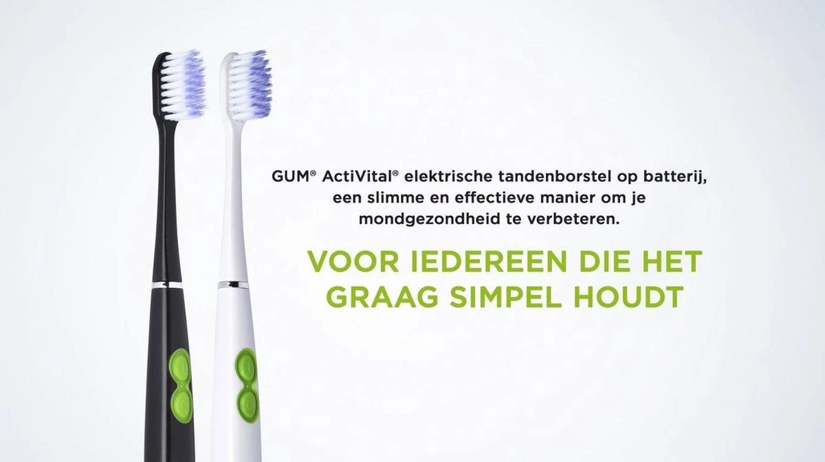 GUM® 1x GUM Activital Sonic Elektrische Tandenborstel - Zwart + 1x GUM Opzetborstels Zwart 3 GUM® 1x GUM Activital Sonic Elektrische Tandenborstel - Zwart + 1x GUM Opzetborstels Zwart - Afbeelding 3