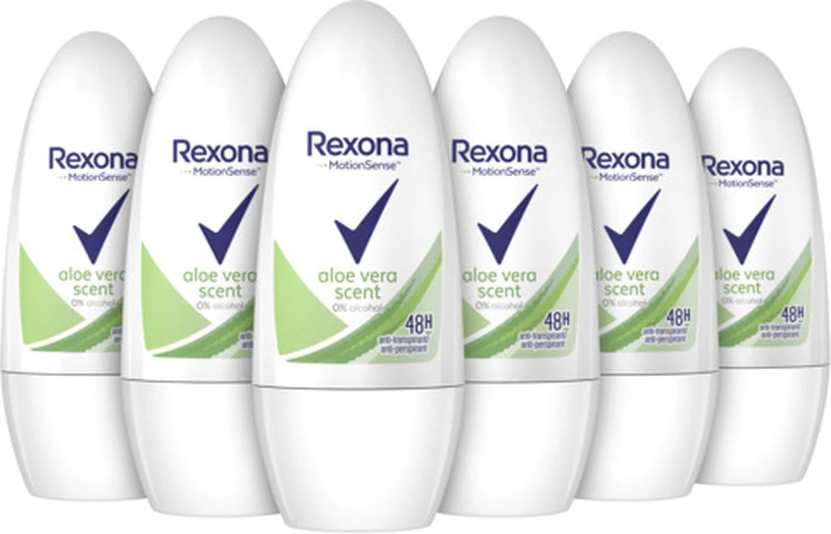 Rexona Aloe Vera Deodorant Roller - 6 X 50 Ml - Voordeelverpakking 1 Rexona Aloe Vera Deodorant Roller - 6 X 50 Ml - Voordeelverpakking