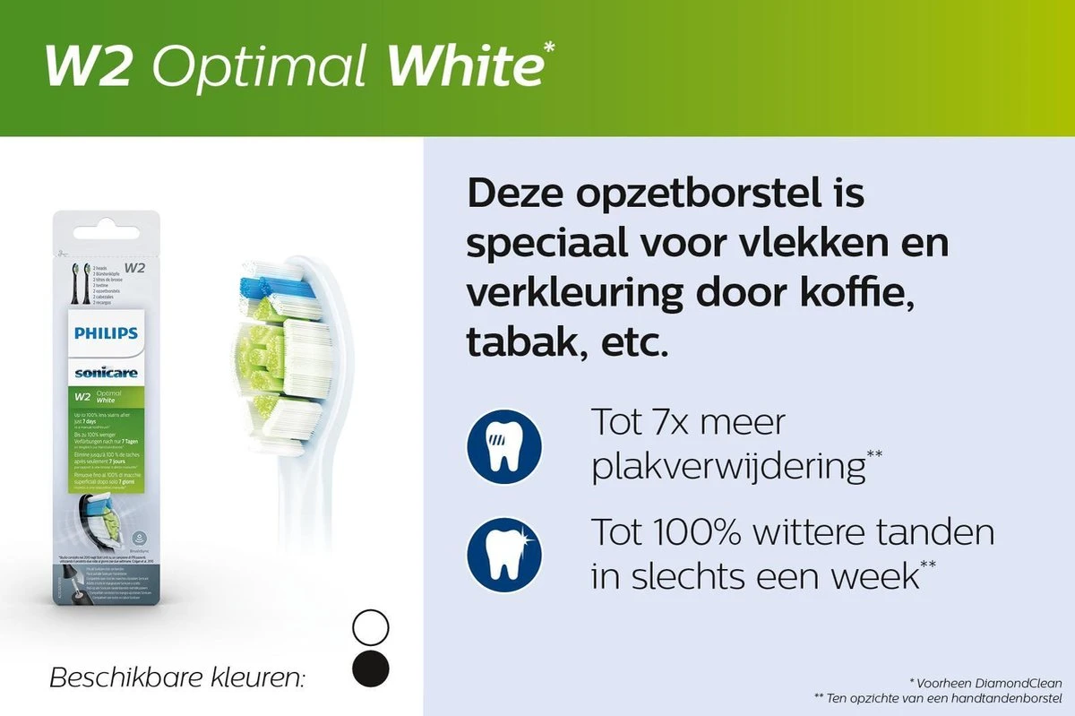 Philips Sonicare W2 Optimal White HX6068/13 - Opzetborstels - 8 Stuks 9 Philips Sonicare W2 Optimal White HX6068/13 - Opzetborstels - 8 Stuks - Afbeelding 9