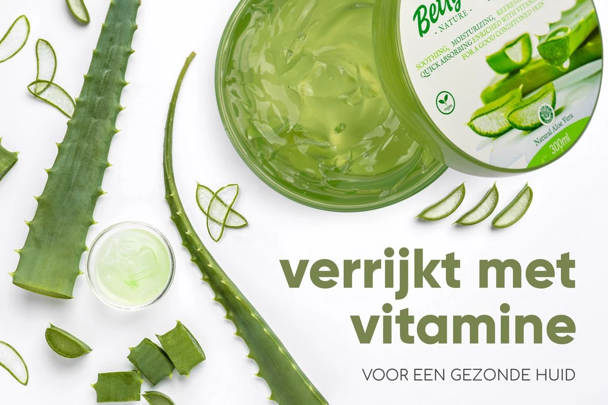 Betty's Nature Aloe Vera Gel 92% - 300ml - Verzorgende Hydraterende Gel - Voor Het Hele Lichaam En Haar 3 Betty's Nature Aloe Vera Gel 92% - 300ml - Verzorgende Hydraterende Gel - Voor Het Hele Lichaam En Haar - Afbeelding 3