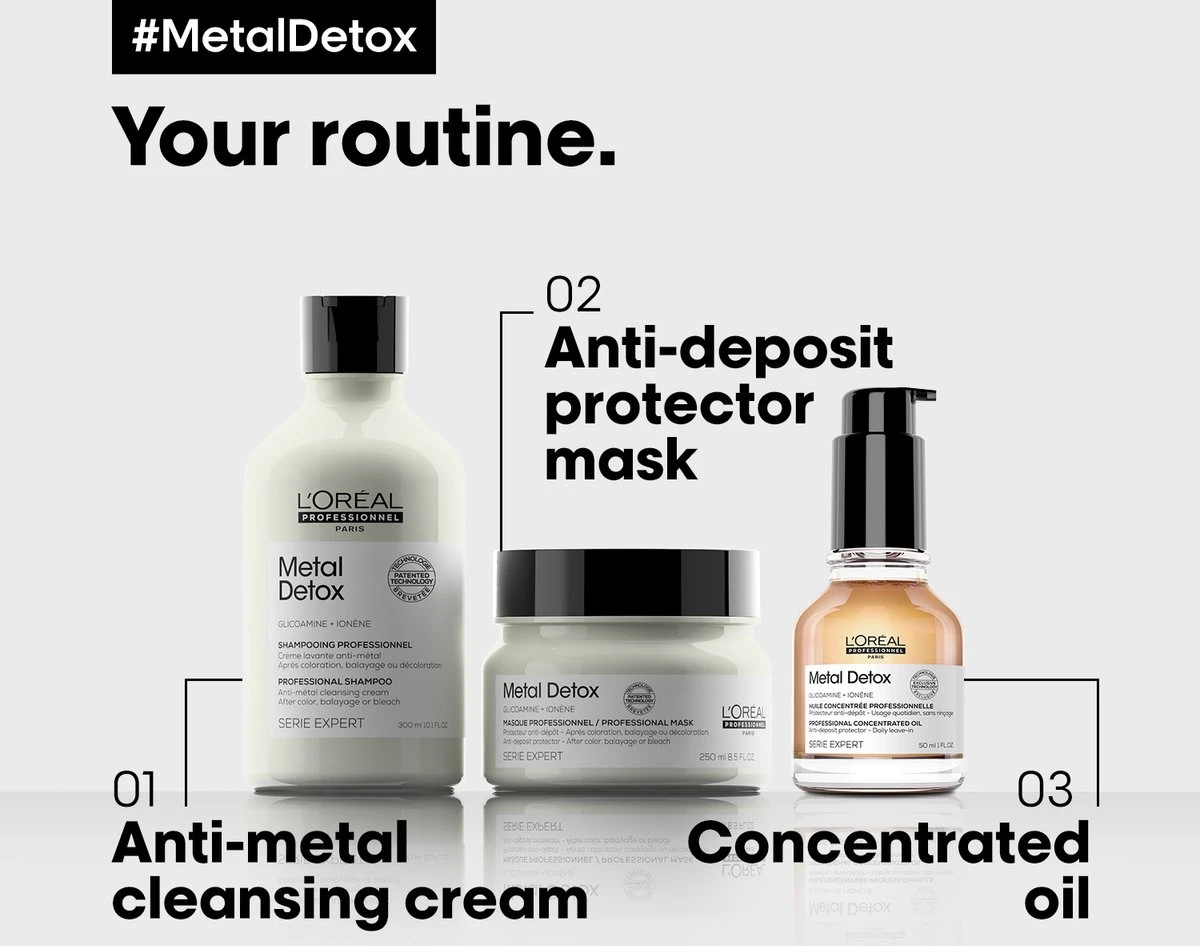 L’Oréal Professionnel Metal Detox Masker - Beschermt Tegen Haarbreuk En Kleurverandering – Serie Expert – 250ml 6 L’Oréal Professionnel Metal Detox Masker - Beschermt Tegen Haarbreuk En Kleurverandering – Serie Expert – 250ml - Afbeelding 6