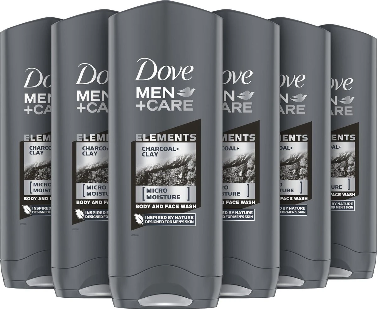 Dove Men+Care Douchegel Man Charcoal & Clay - 6 X 250 Ml - Voordeelverpakking 1 Dove Men+Care Douchegel Man Charcoal & Clay - 6 X 250 Ml - Voordeelverpakking