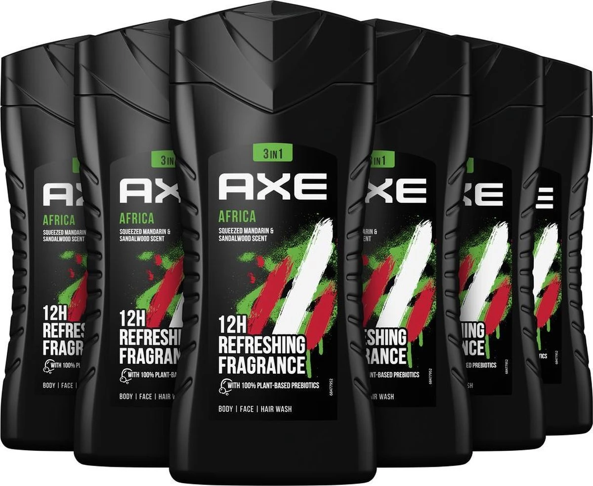 Axe Africa 3-in-1 Douchegel - 6 X 250 Ml - Voordeelverpakking 1 Axe Africa 3-in-1 Douchegel - 6 X 250 Ml - Voordeelverpakking