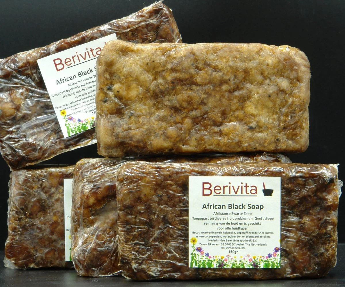 African Black Soap - Afrikaanse Zwarte Zeep - 150 Gram - 100% Natuurlijke Zeep 5 African Black Soap - Afrikaanse Zwarte Zeep - 150 Gram - 100% Natuurlijke Zeep - Afbeelding 5