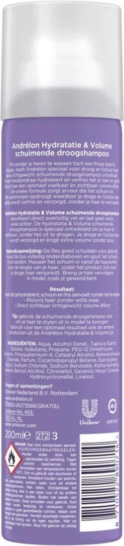 Andrélon Droogshampoo Schuimend Hydratatie & Volume - 6 X 200 Ml - Voordeelverpakking 11 Andrélon Droogshampoo Schuimend Hydratatie & Volume - 6 X 200 Ml - Voordeelverpakking -Verzorgingsproducten 273x1200 1