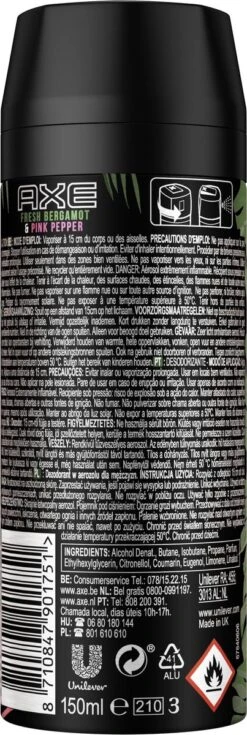 Axe Wild Fresh Bergamot & Pink Pepper Deodorant Bodyspray - 6 X 150 Ml - Voordeelverpakking -Verzorgingsproducten 403x1200